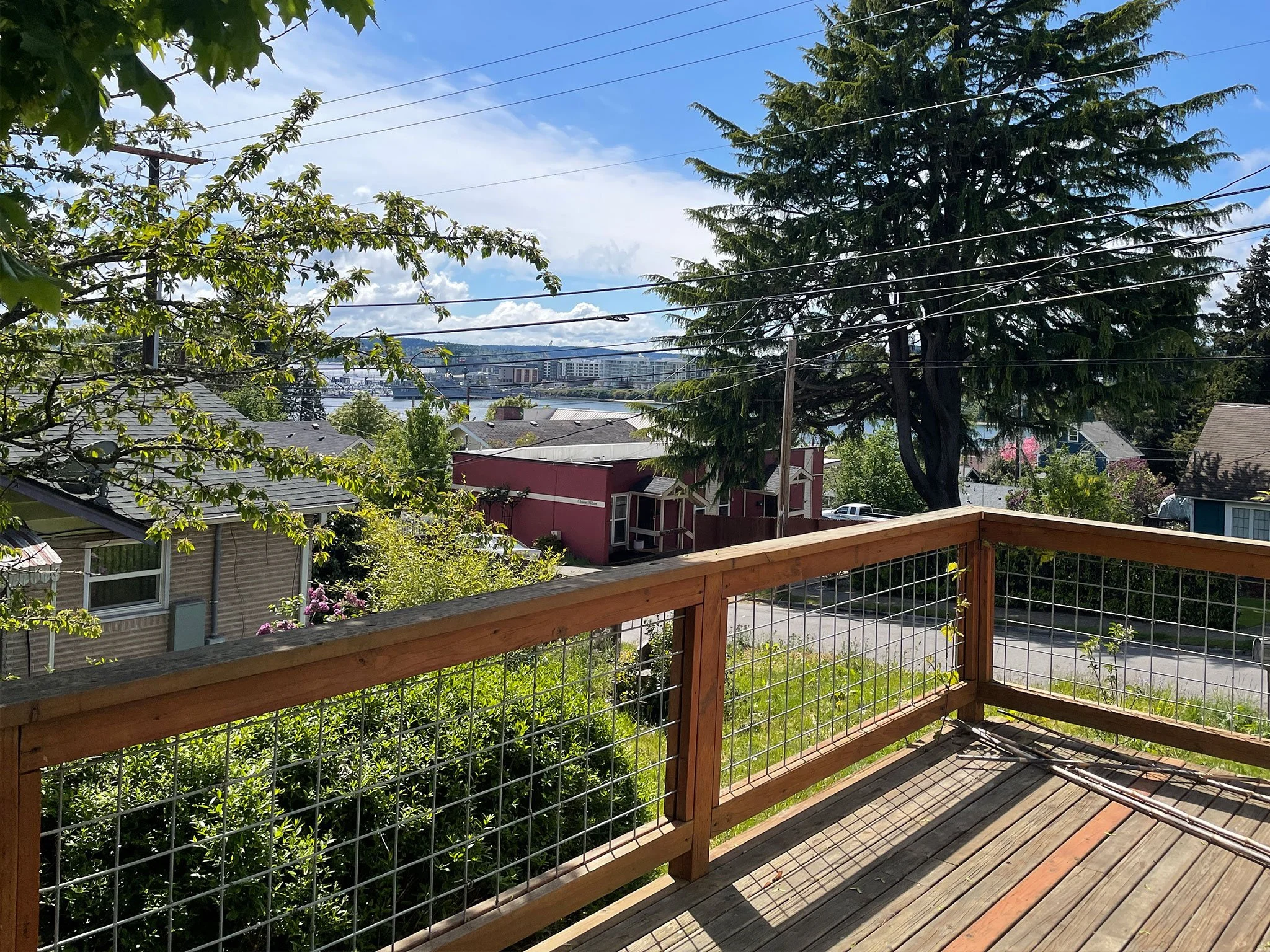 Deck with partial water views