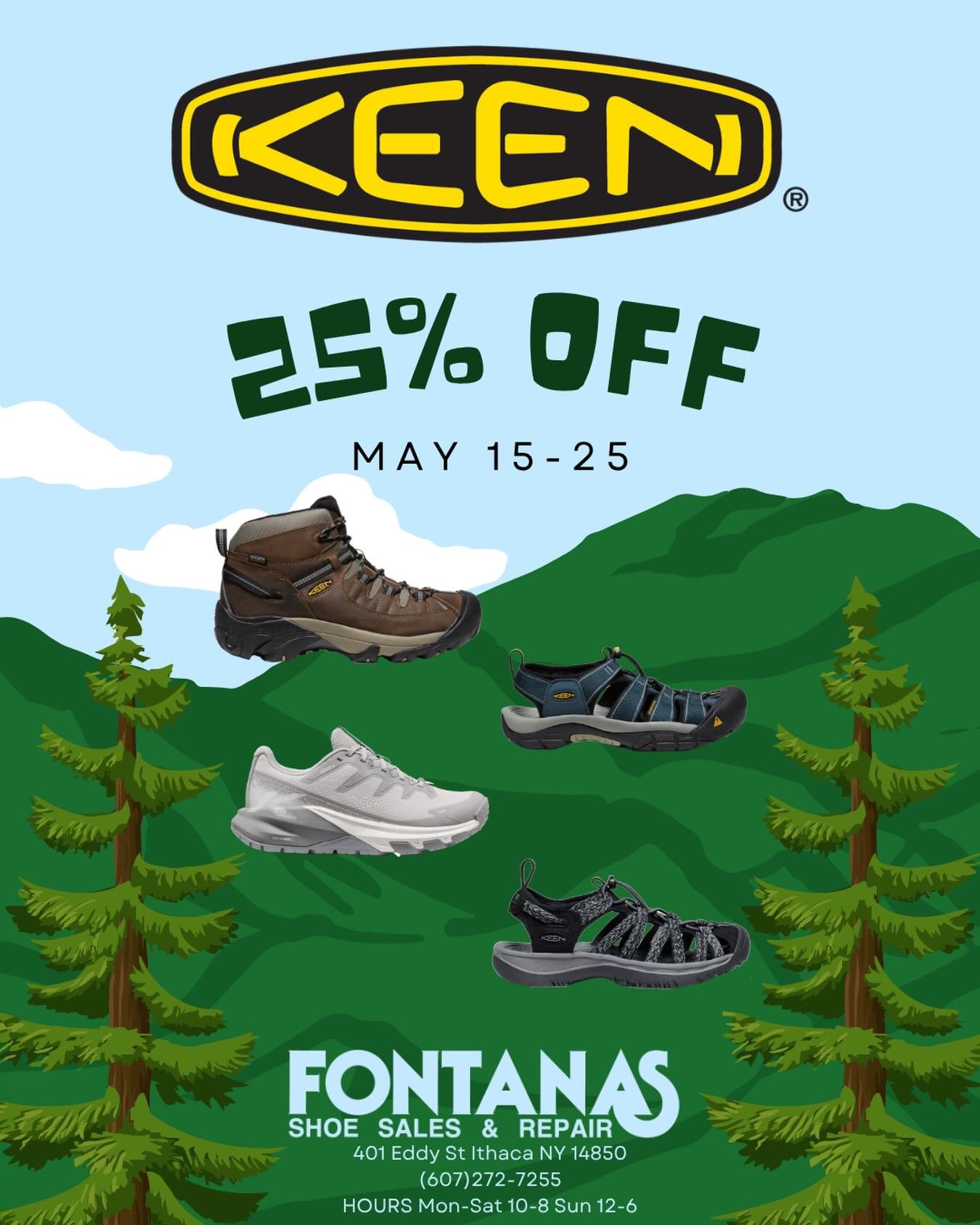 Save on Keen! Plus our Sidewalk Sale is in full effect! Oh, and we received a huge Birkenstock order last week so we are Birken-Stocked!! #ithaca #ithacany #cornell #cornelluniversity #fingerlakes