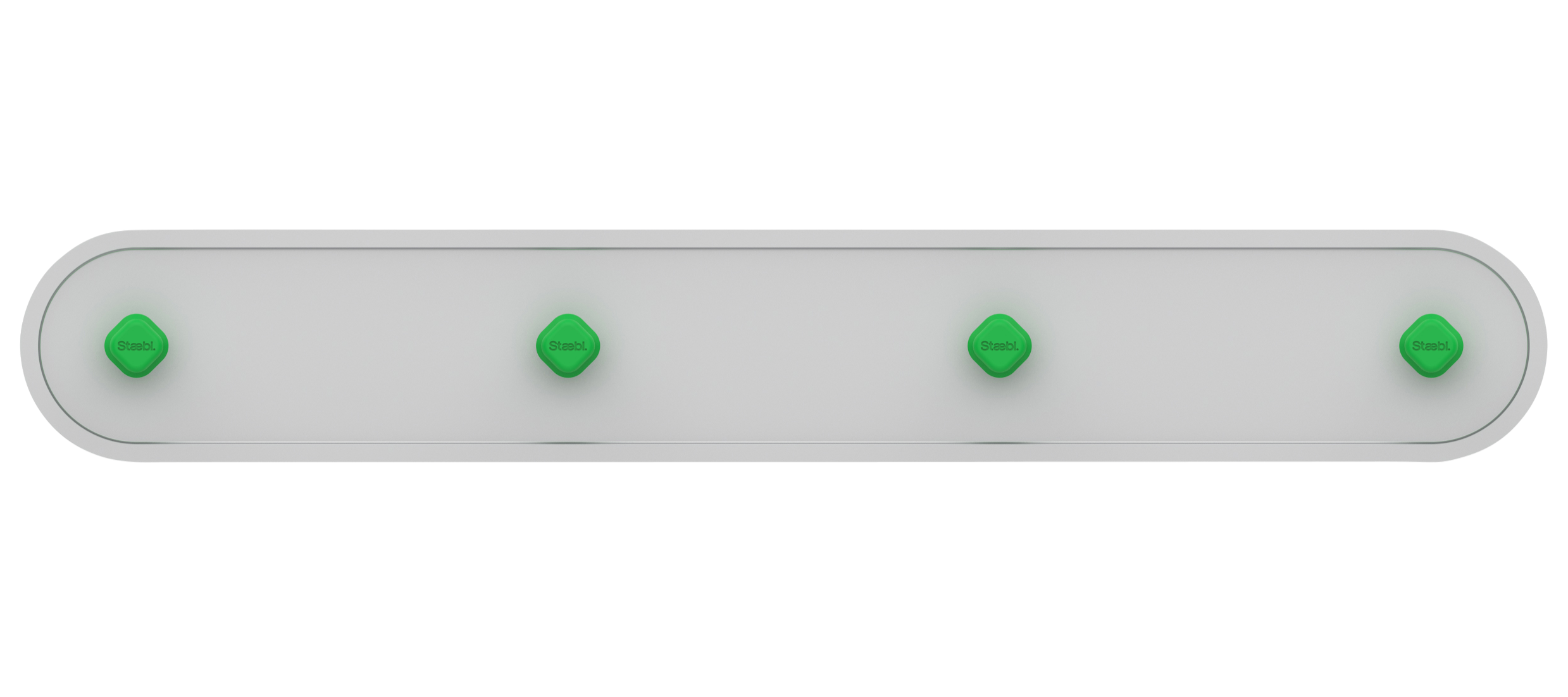A white device with four green buttons labeled "Stakebl." arranged in a row.