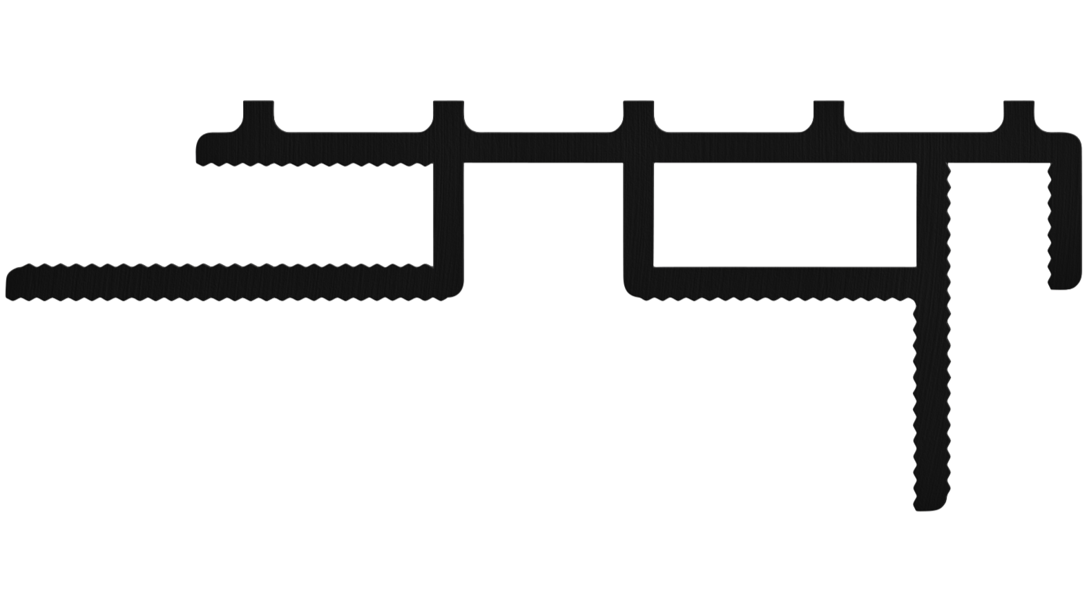 End view of Staebl Knoll® Areté Stair Edging & Trim in Black Dusk, manufactured from 100% verified recycled aluminium, extruded & stretched then anodised with to 60µm. Installed on top of Stair Tread for Carpet & Floor Covering insertion.