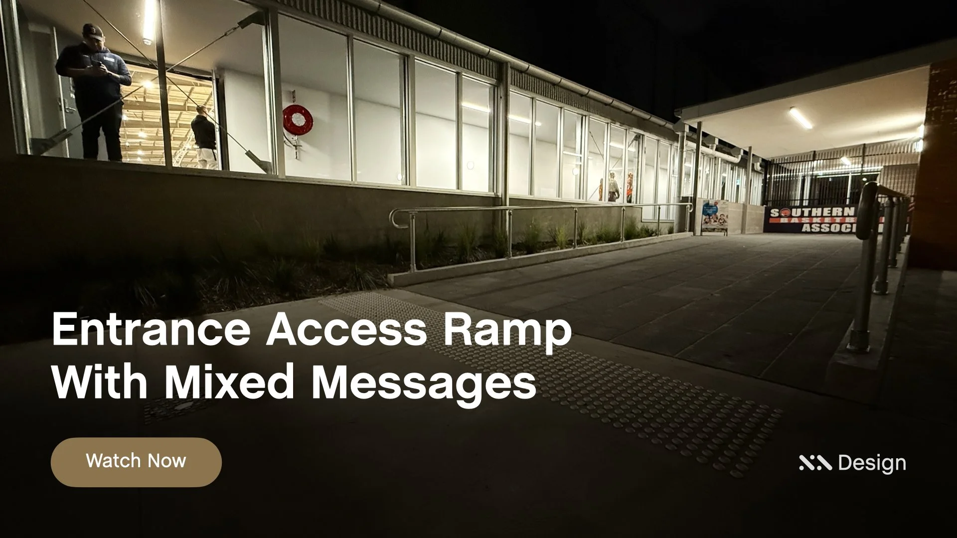 Entrance Access Ramp with Mixed Messages