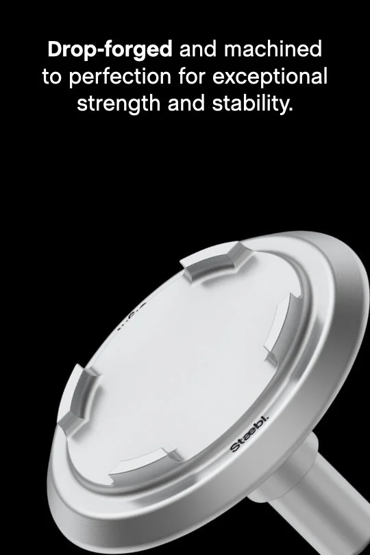 Sight® Discrete Warning TGSIs - Drop-forged and machined to perfection for exceptional strength and stability -  Silver Day Low Glare finished is shown on a black background