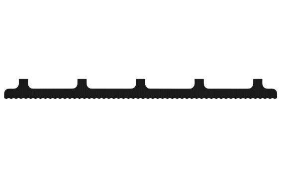 End Profile view of Staebl Knoll® Plateau Stair Edging & Trim in Black Dusk, manufactured from 100% verified recycled aluminium, extruded & stretched then anodised with natural dye to 60µm. Installed on top of Stair Treads or Inset in the Going.