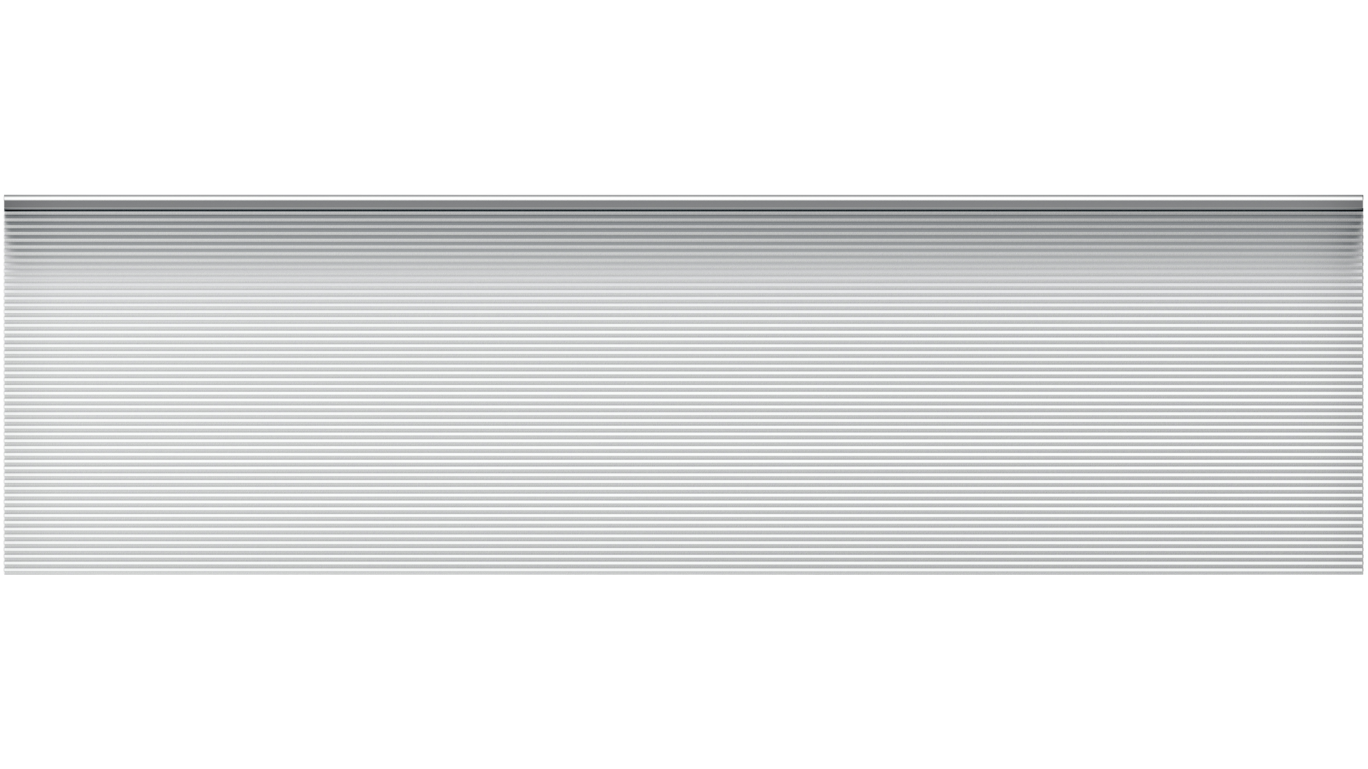 Underside view of Staebl Knoll® Escarpment Stair Edging & Trim in Silver Day manufactured from 100% verified recycled aluminium, extruded & stretched then anodised with natural dye to 20µm. Installed on top of Stair Treads or Inset in the Going.