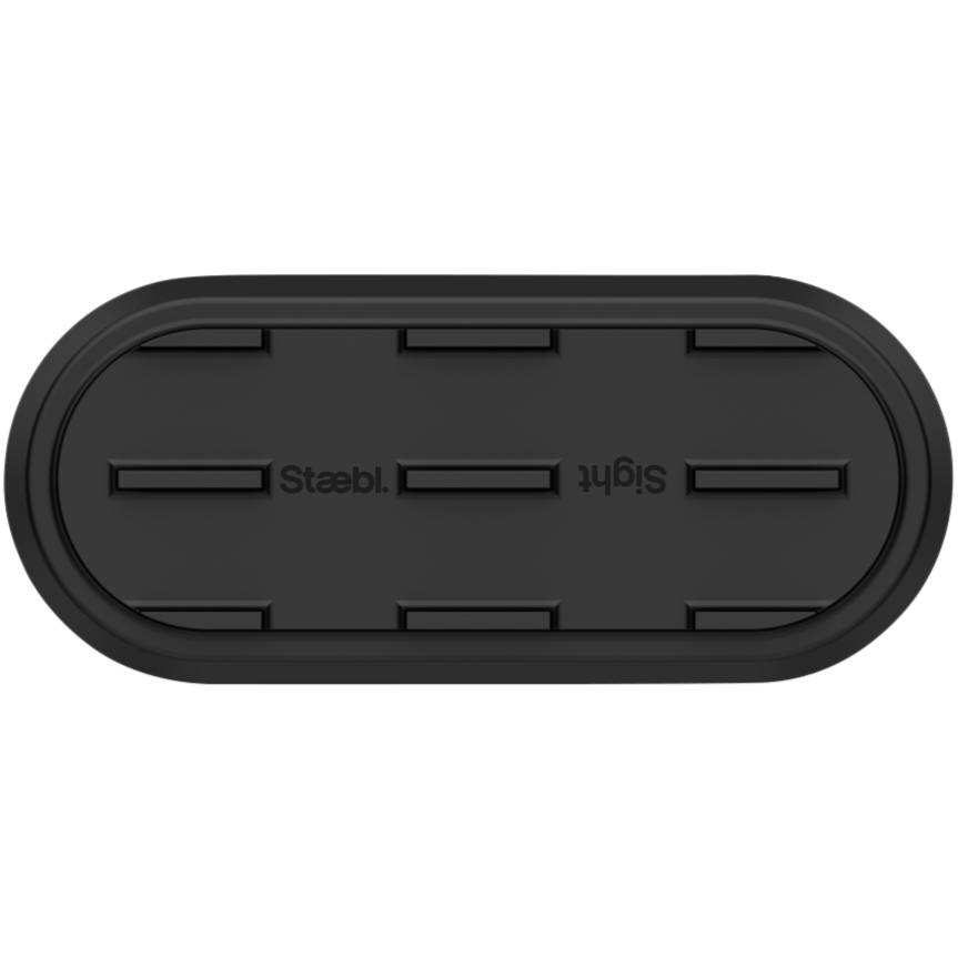 Black device with multiple rail slots and the words 'Stäubli' and 'Silent' written on it.
