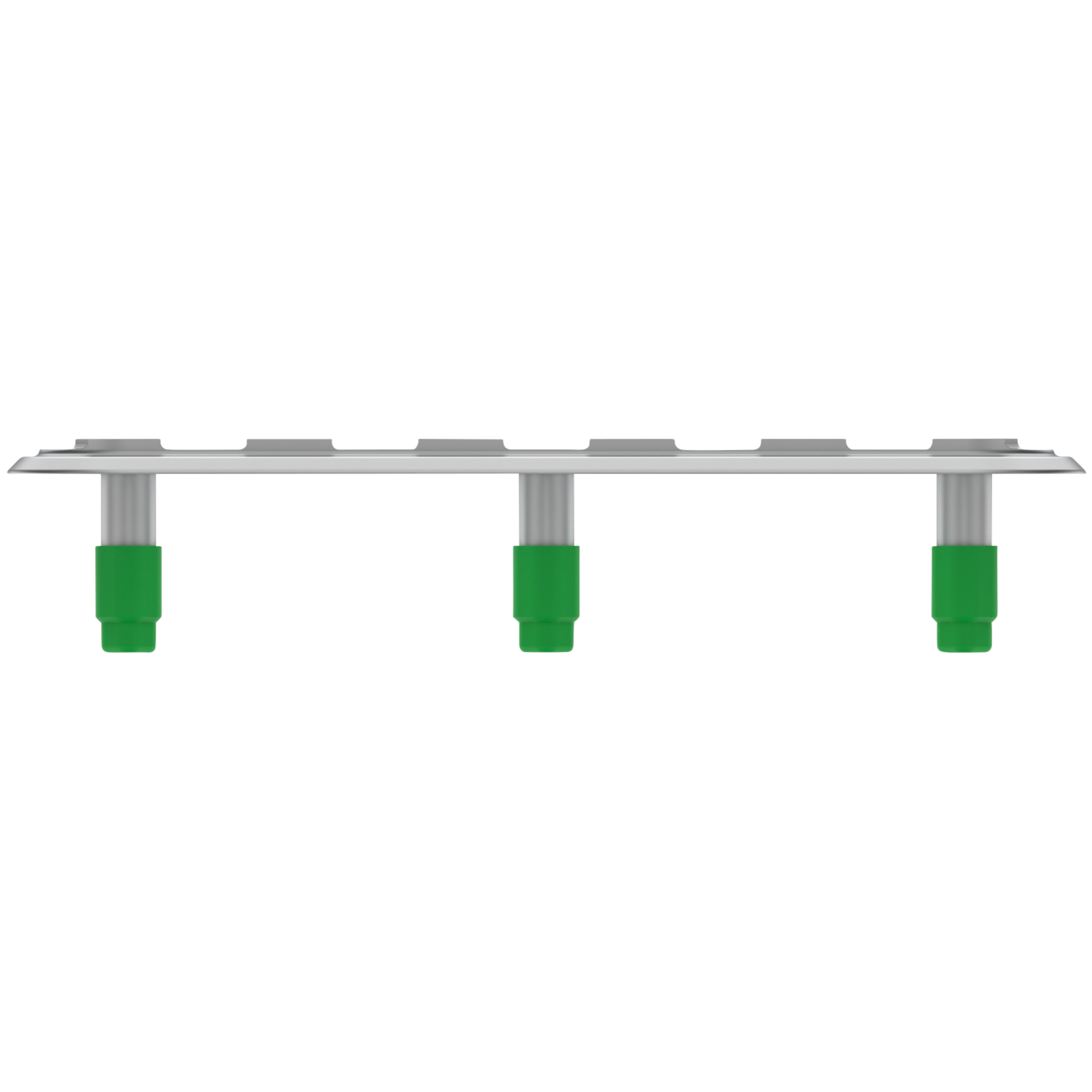 Side view of Staebl Sight® 152L Discrete Directional Tactile Ground Surface Indicator (TGSI), Silver Day, verified recycled aluminium, drop-forged, precision-machined and hard anodised natural dye sealed to 20µm.