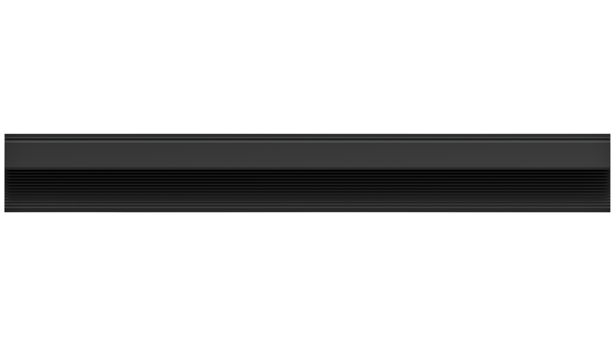 Side view of Staebl Knoll® Areté Stair Edging & Trim in Black Dusk, manufactured from 100% verified recycled aluminium, extruded & stretched then anodised with to 60µm. Installed on top of Stair Tread for Carpet & Floor Covering insertion.