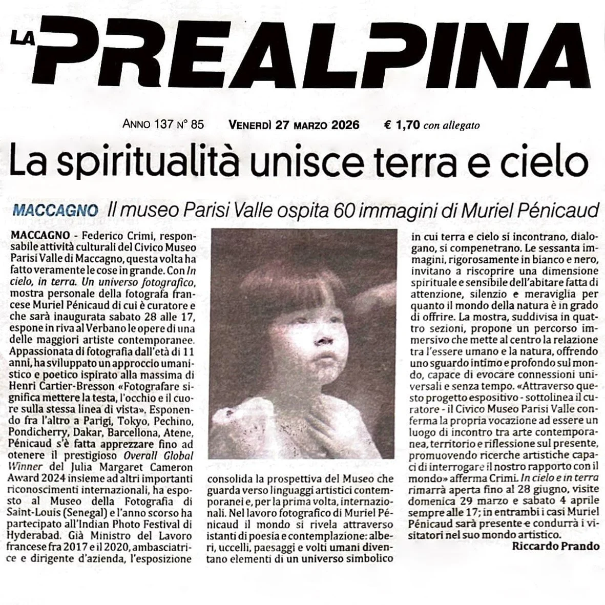 L'exposition “In Cielo, In Terra” dans la presse italienne