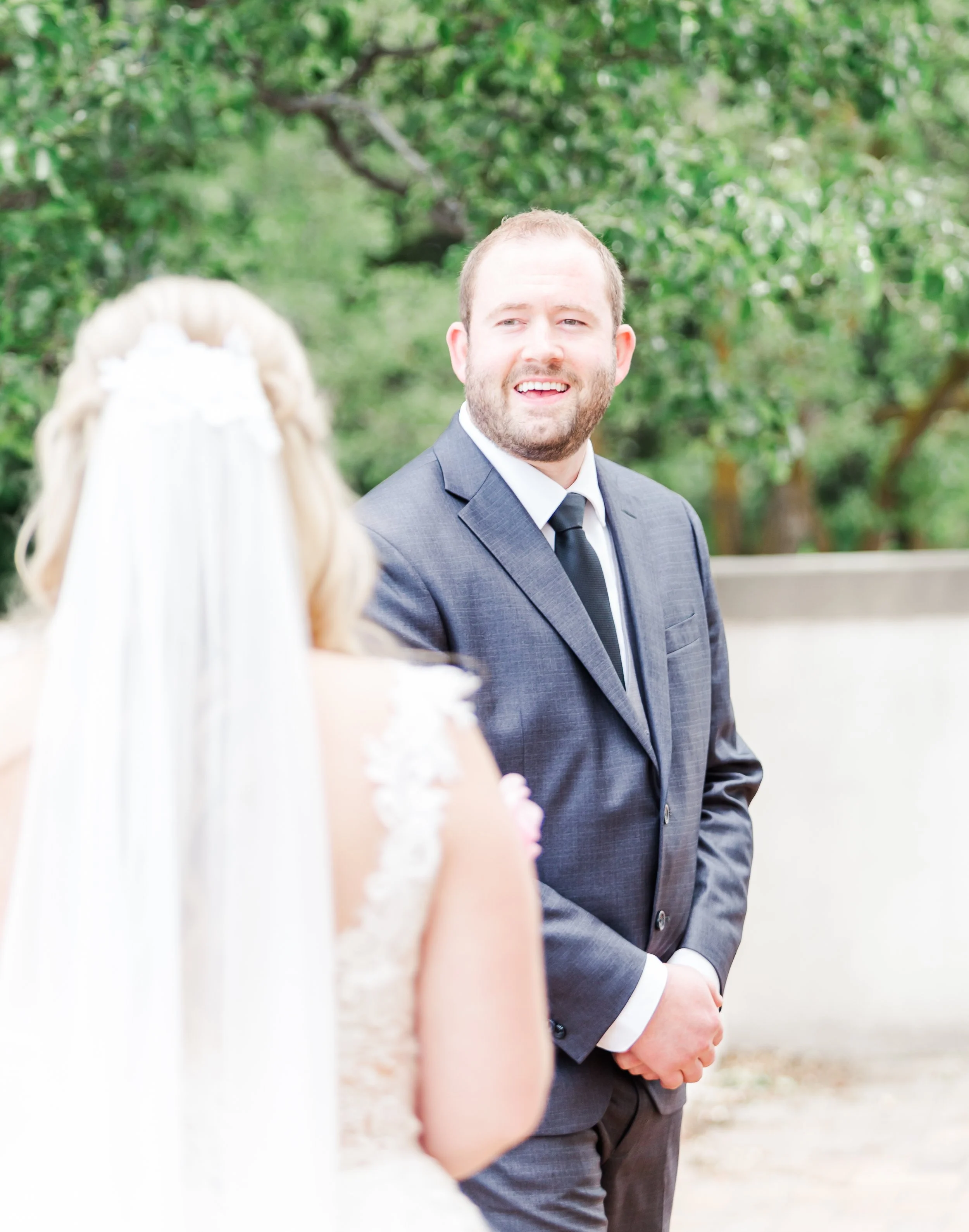 Bride and Groom First Look at Boise Train Depot