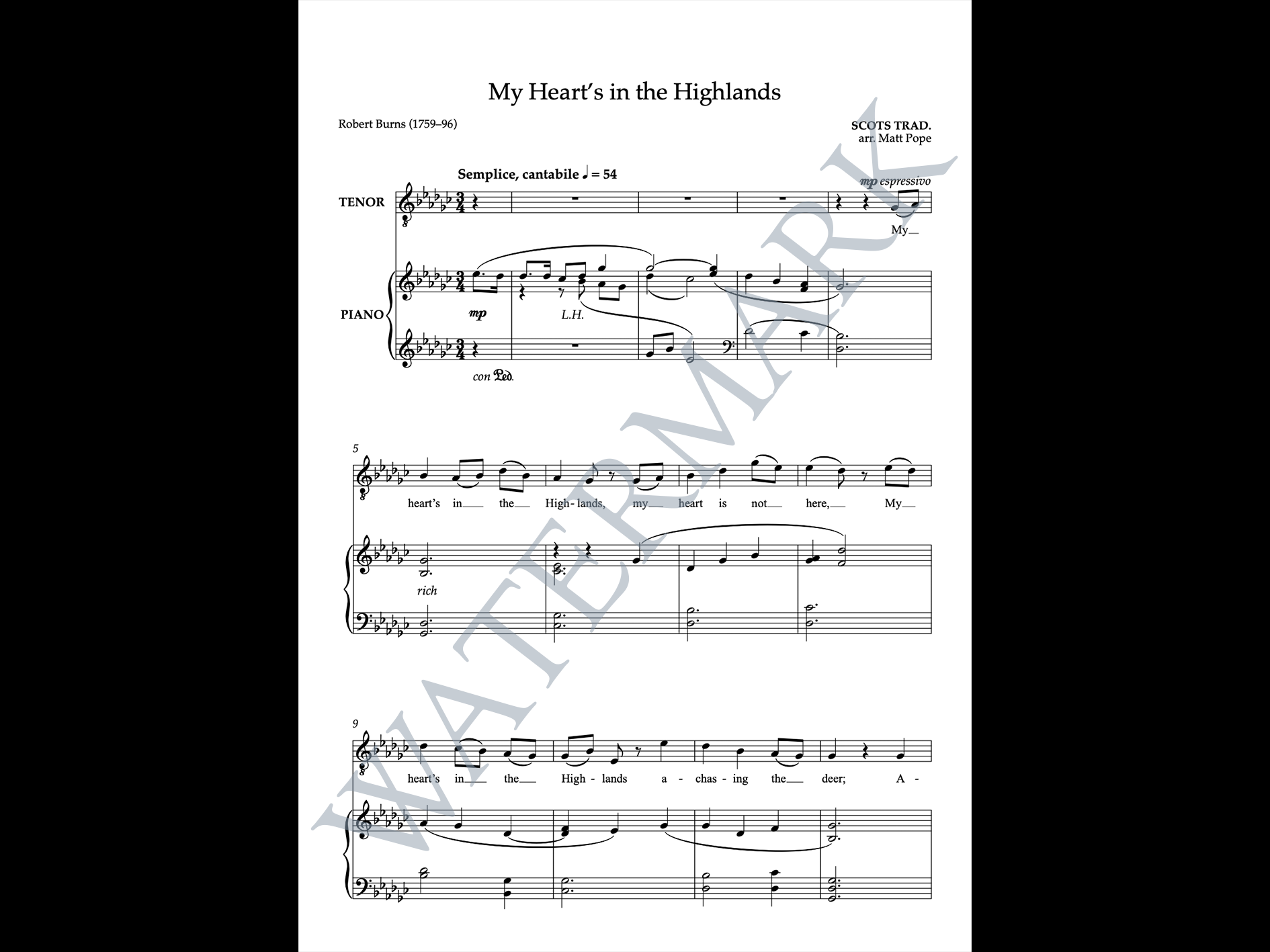 My Heart's in the Highlands -  TENOR