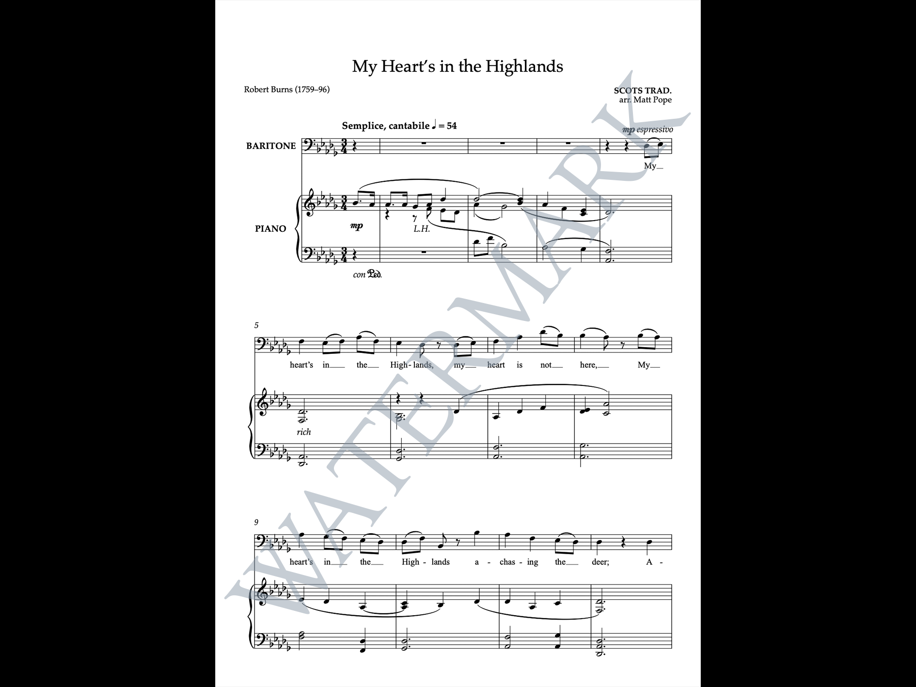 My Heart's in the Highlands - BARITONE