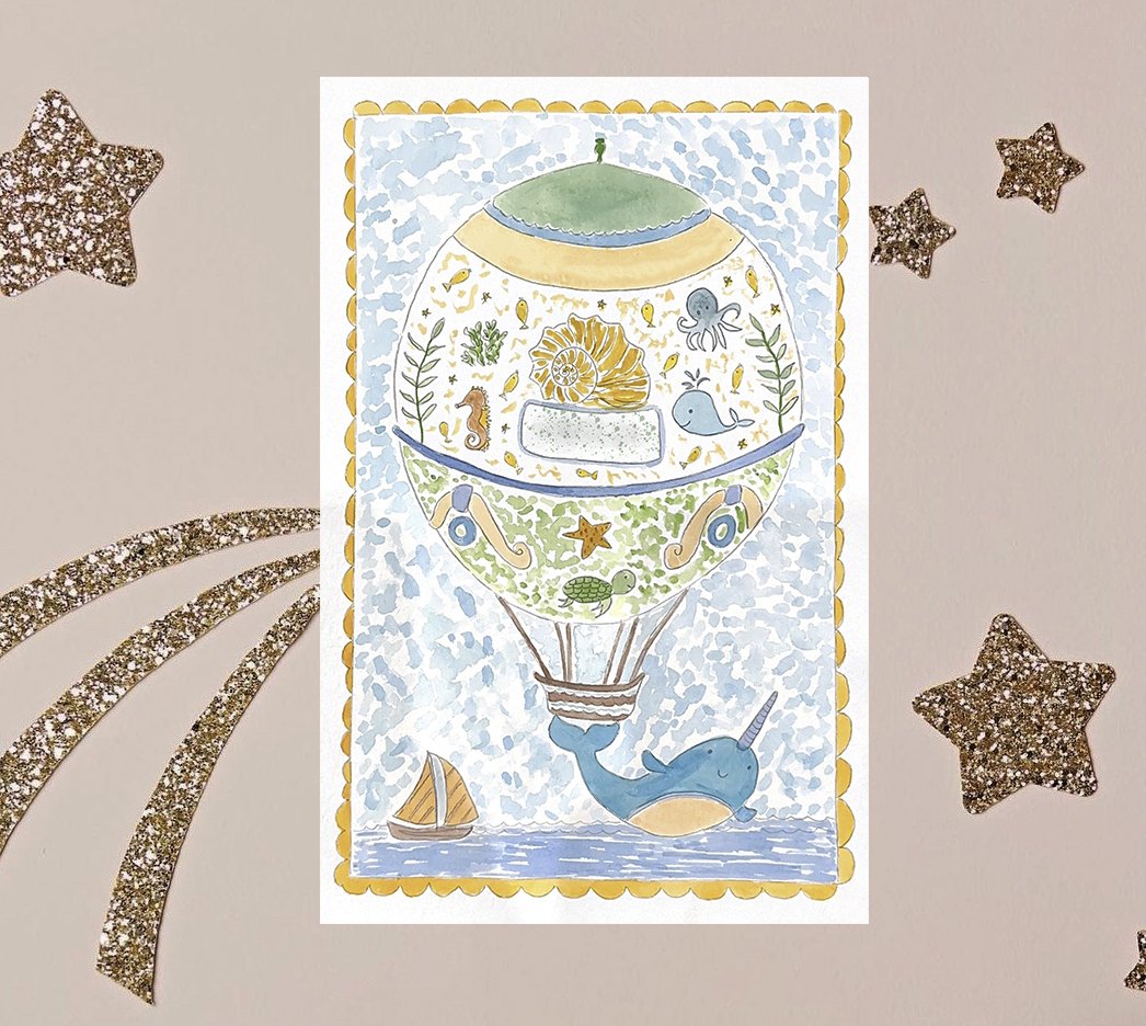 Boy - Hot air balloon blank print