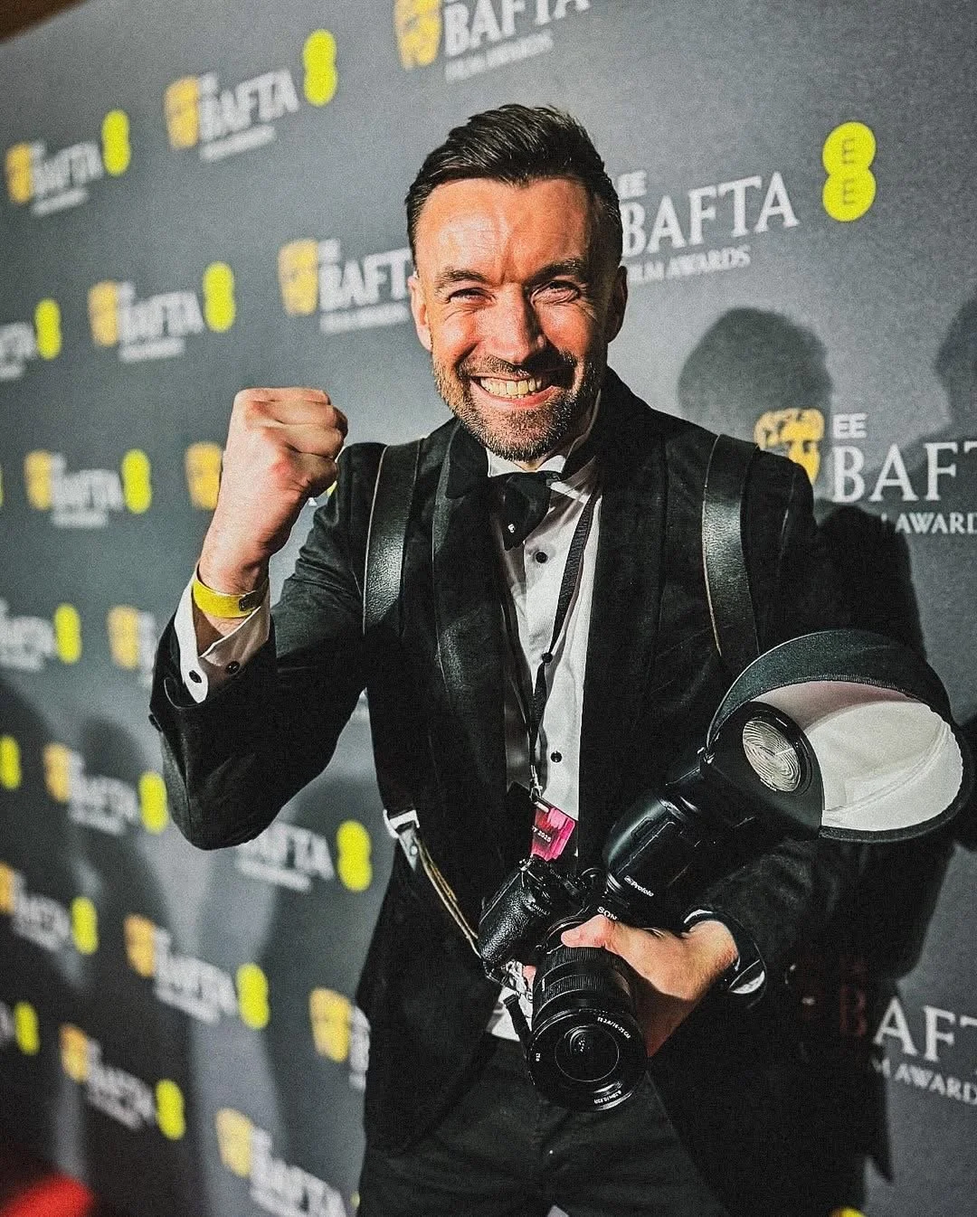 John Clark photographer shooting at the BAFTAs