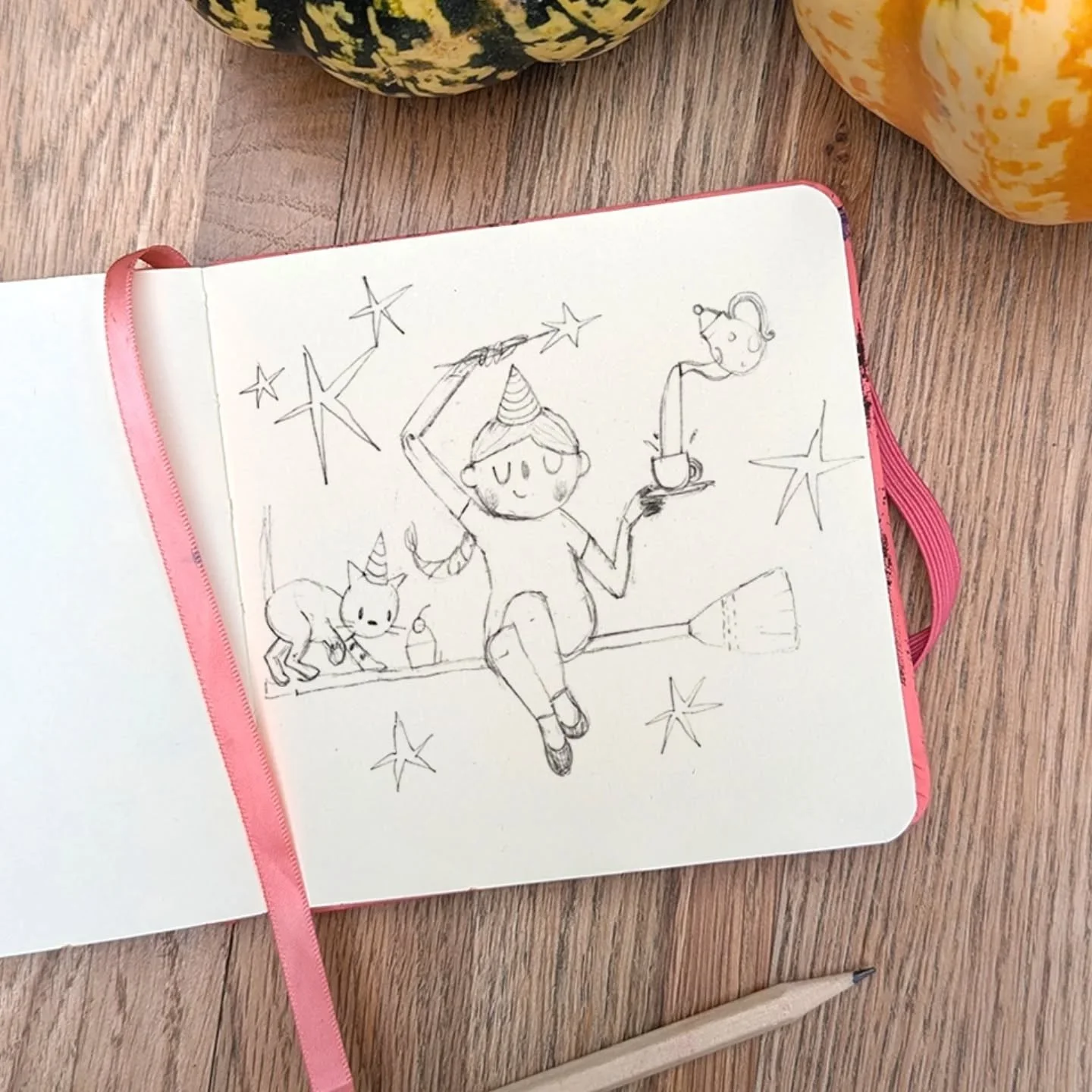 Happy Halloween! 

I was digging around my sketchbooks this morning and found this. It was an idea for a Halloween card. Do people send Halloween cards though? I've certainly never received one 👻 

We're excited for Halloween this year and have lots