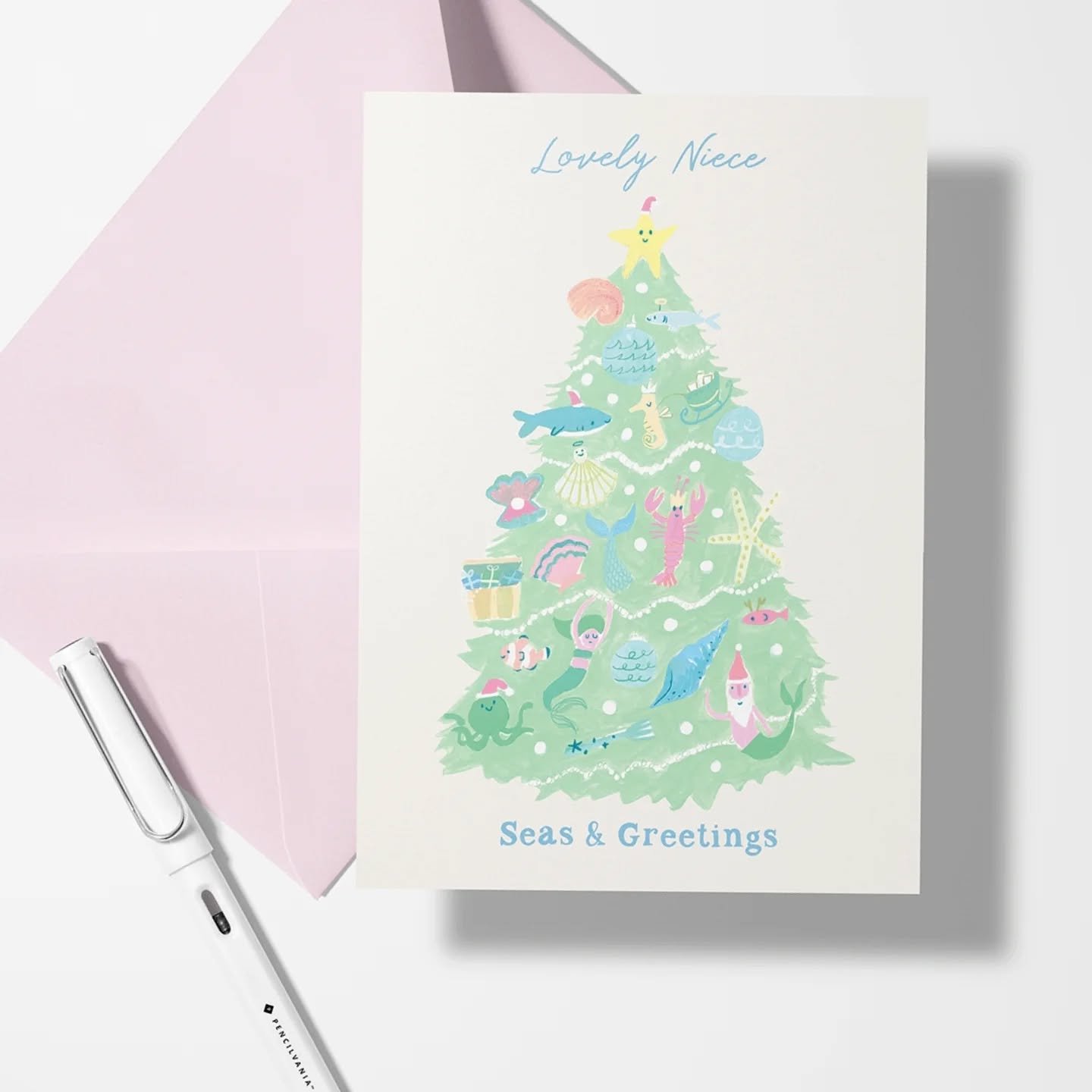 Seas &amp; greetings

I had this idea last year for some Christmas tree themed decorations. This year I painted up the sweetie version and then this nautical one in soft colours. 

In other news, I'm putting my tree up today! Much to the disgust of m