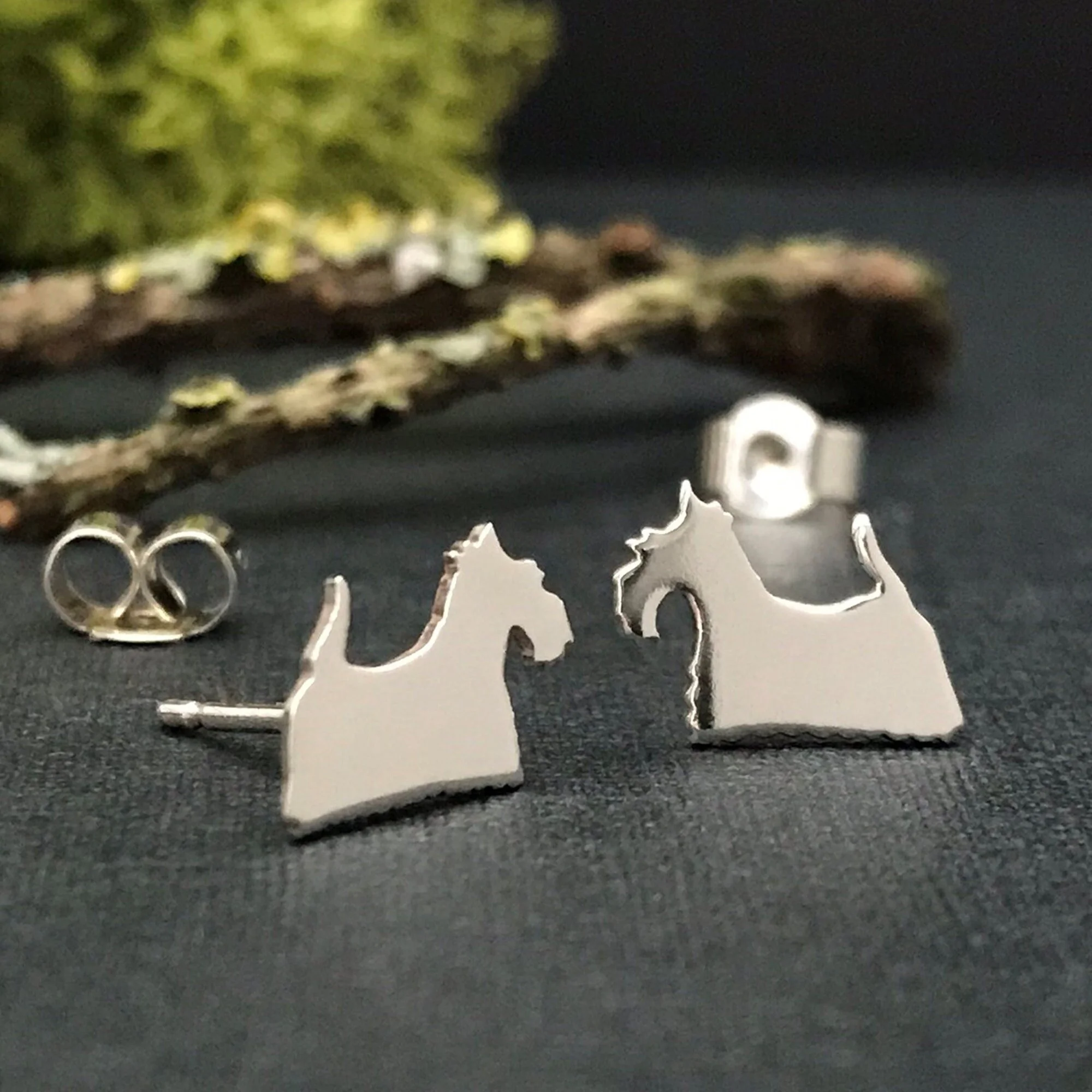 Silver Scottish Terrier Stud Earrings.