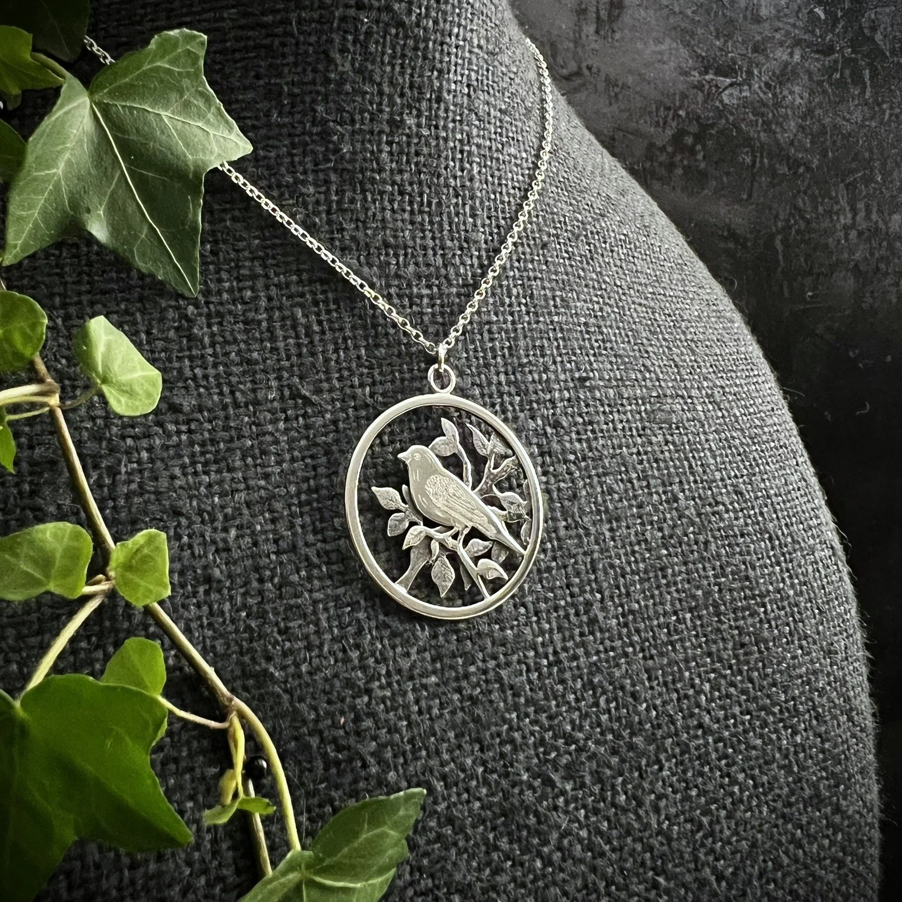 BLACKBIRD IN THE HEDGEROW PENDANT.JPEG