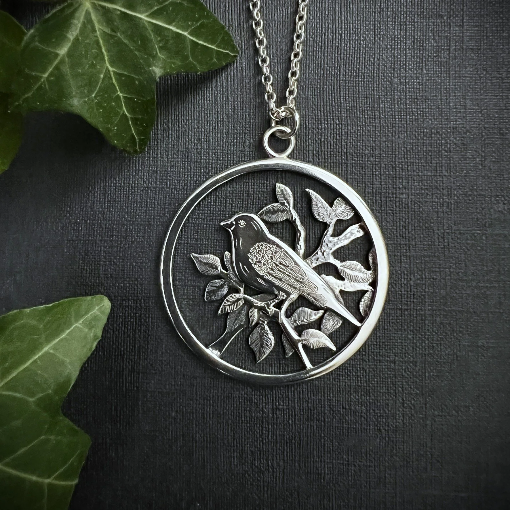 BLACKBIRD IN THE HEDGEROW PENDANT (2).JPEG