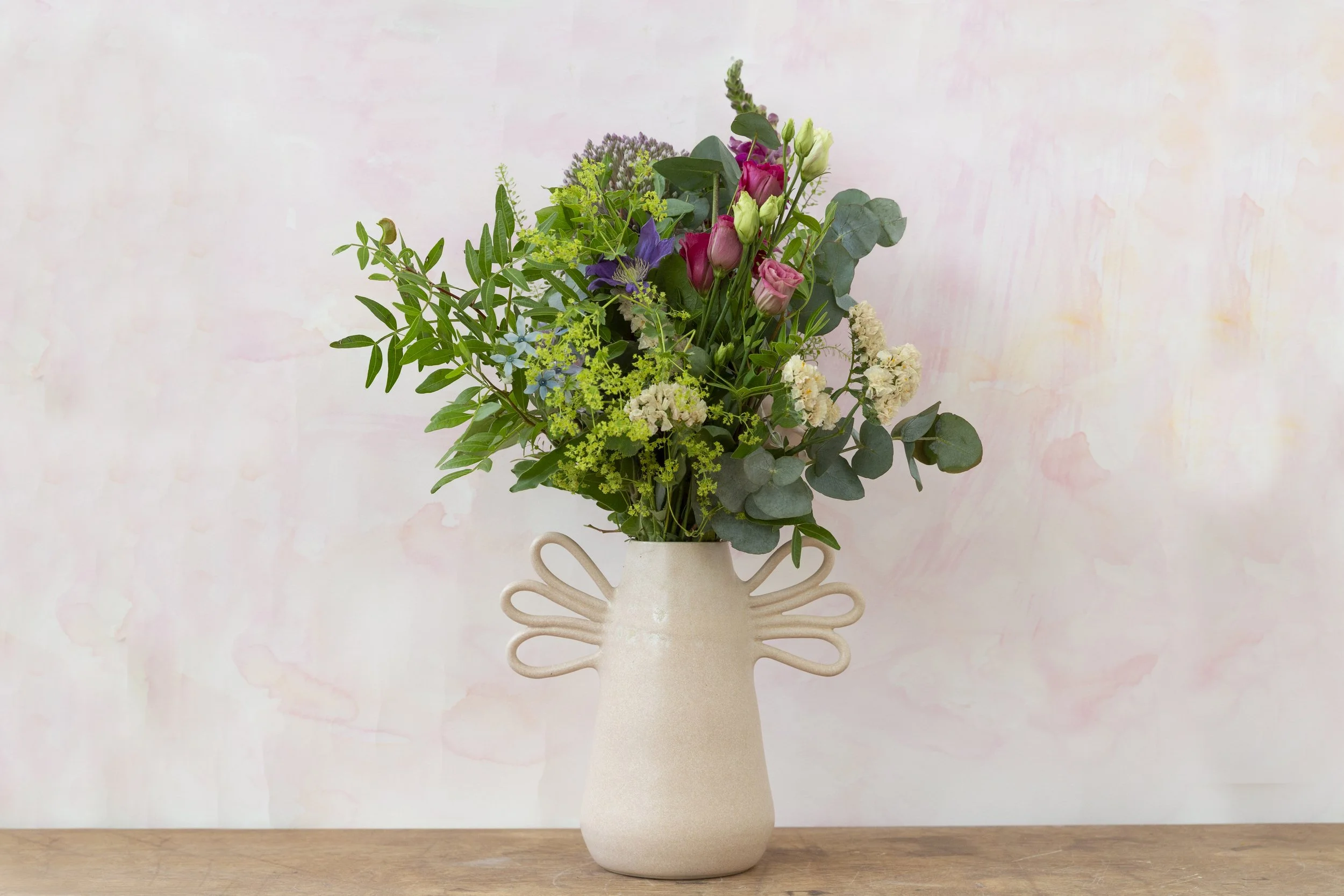 Blush butterfly vase