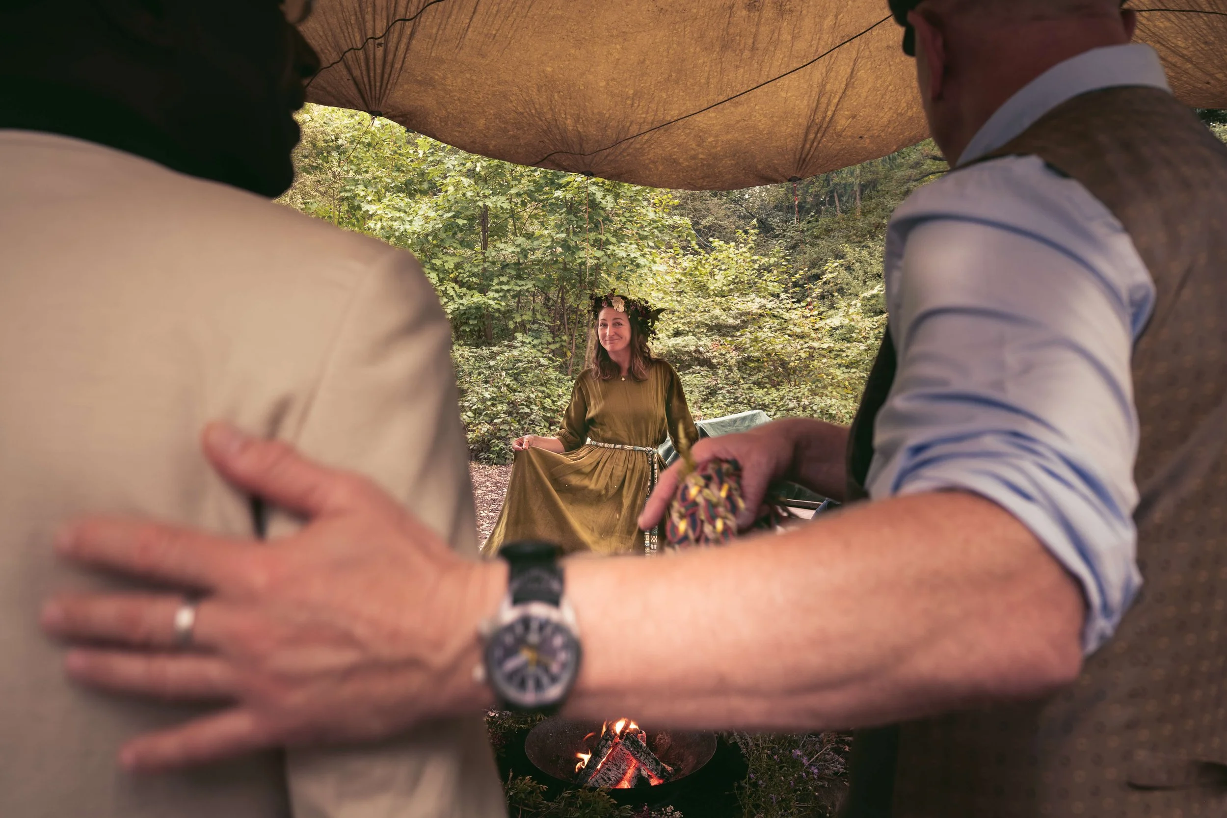 Pagan hand fasting bride in forest