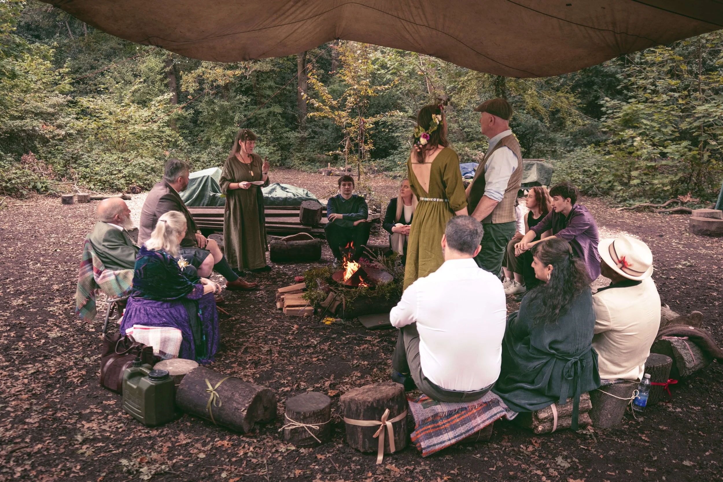 Hand fasting celebrant with bride and groom