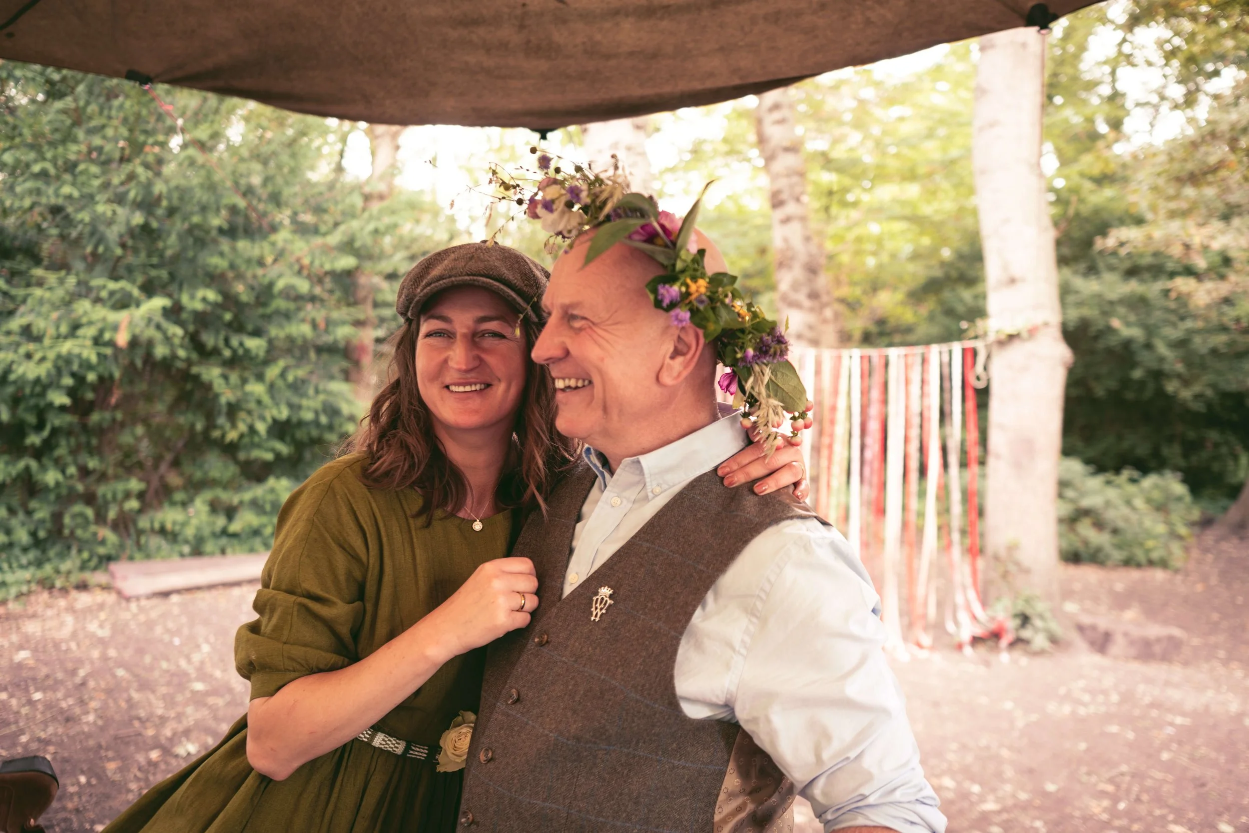 laughing hand fasting couple