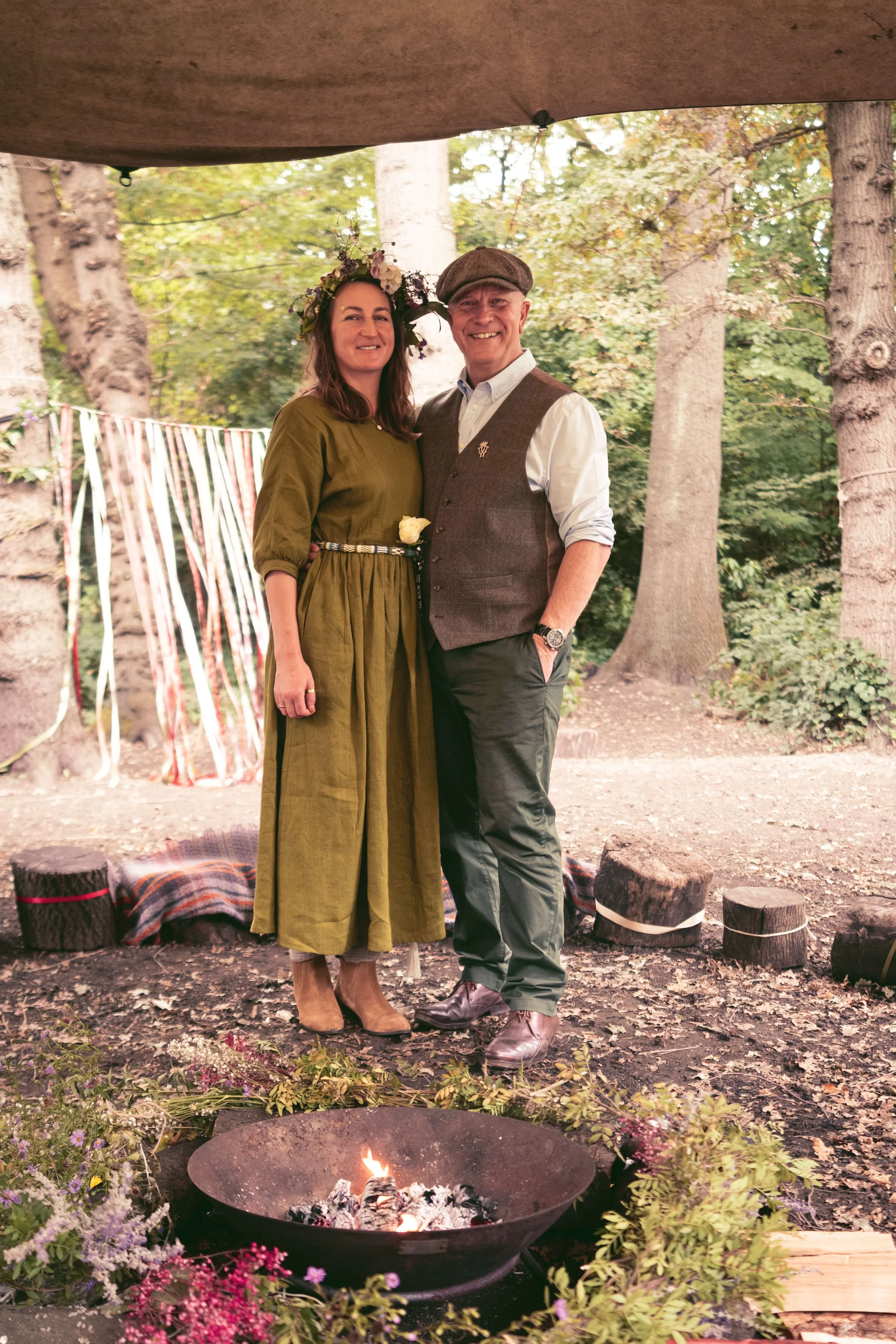 Bride and groom at pagan wedding