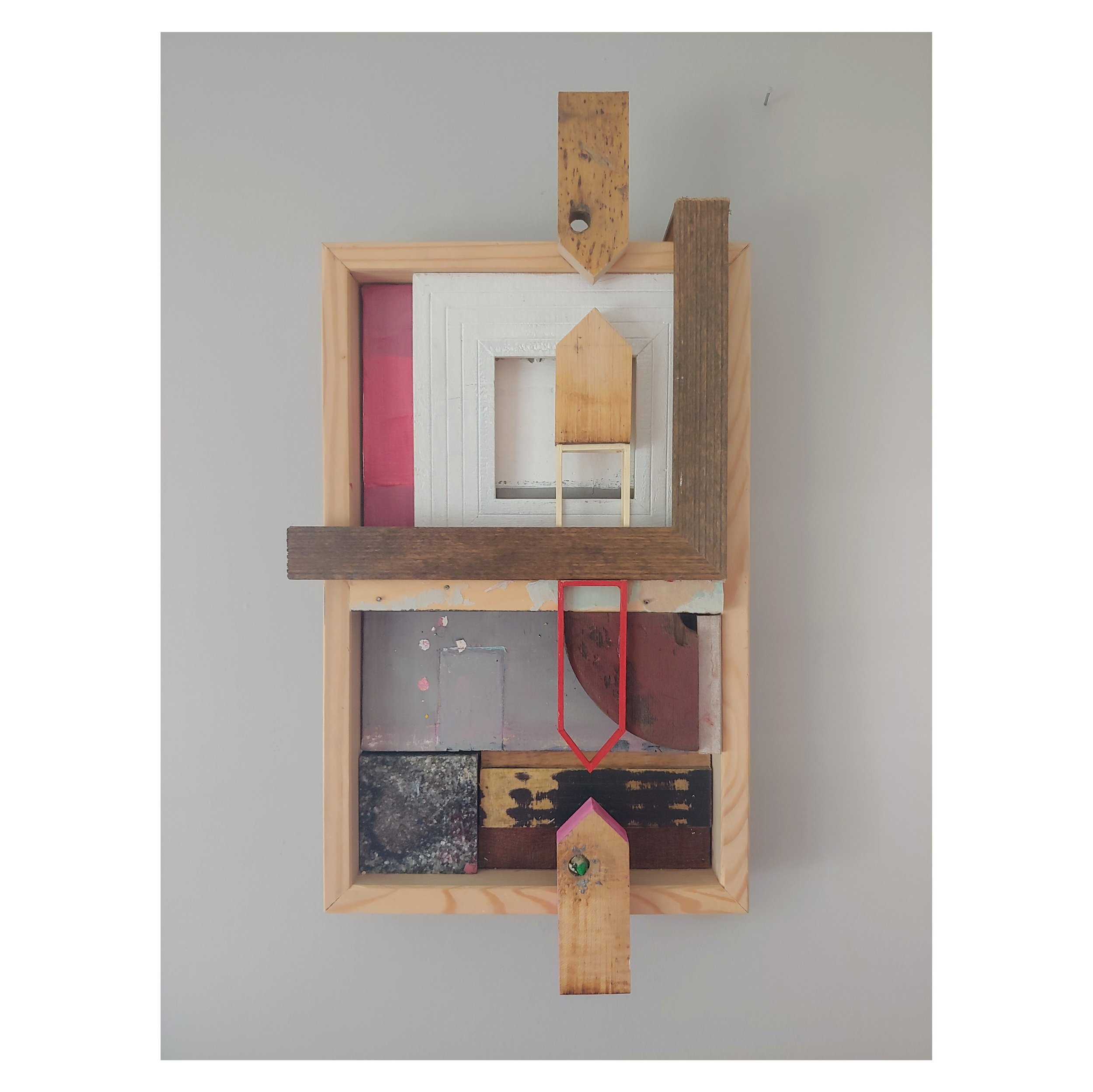 "The Box Wants to Burn", 2020, Mixed Media Paint and Found Wood