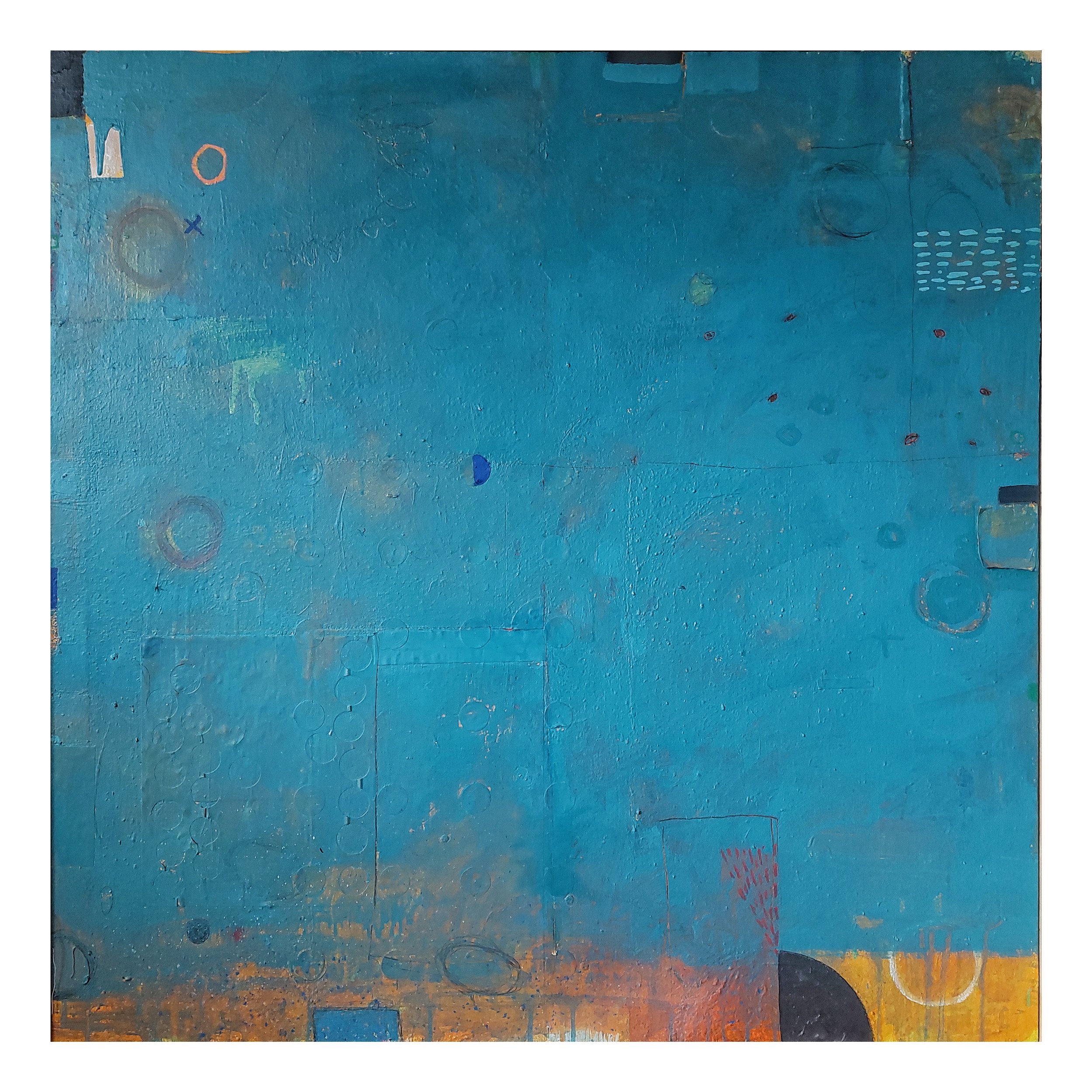 "Scatter Path" 2024, Mixed Media on Canvas 48x48 inches