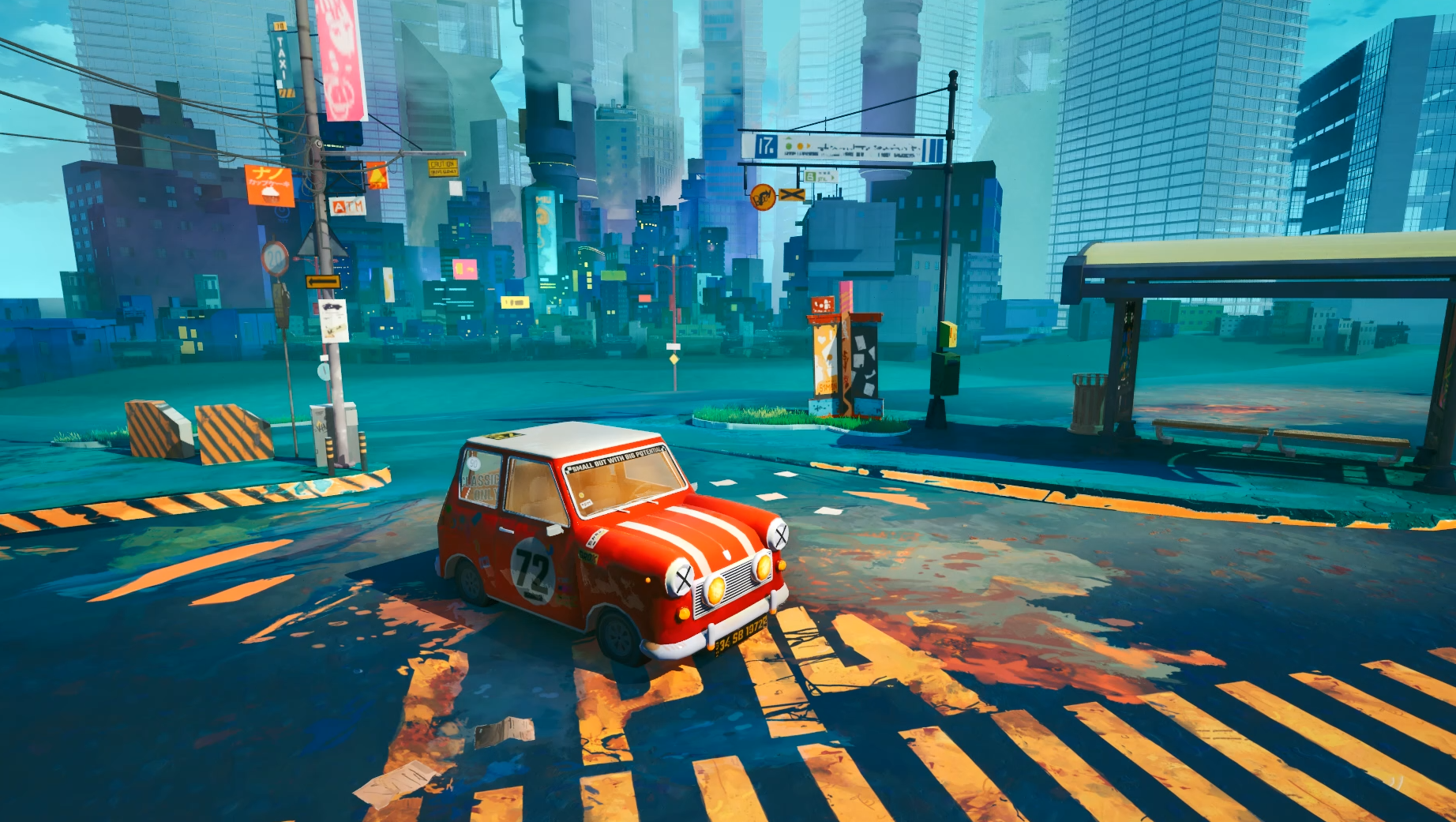 Red Car in Neon City