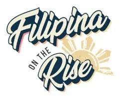 Text logo reading 'Filipino on the Rise' with a sun graphic in the background.