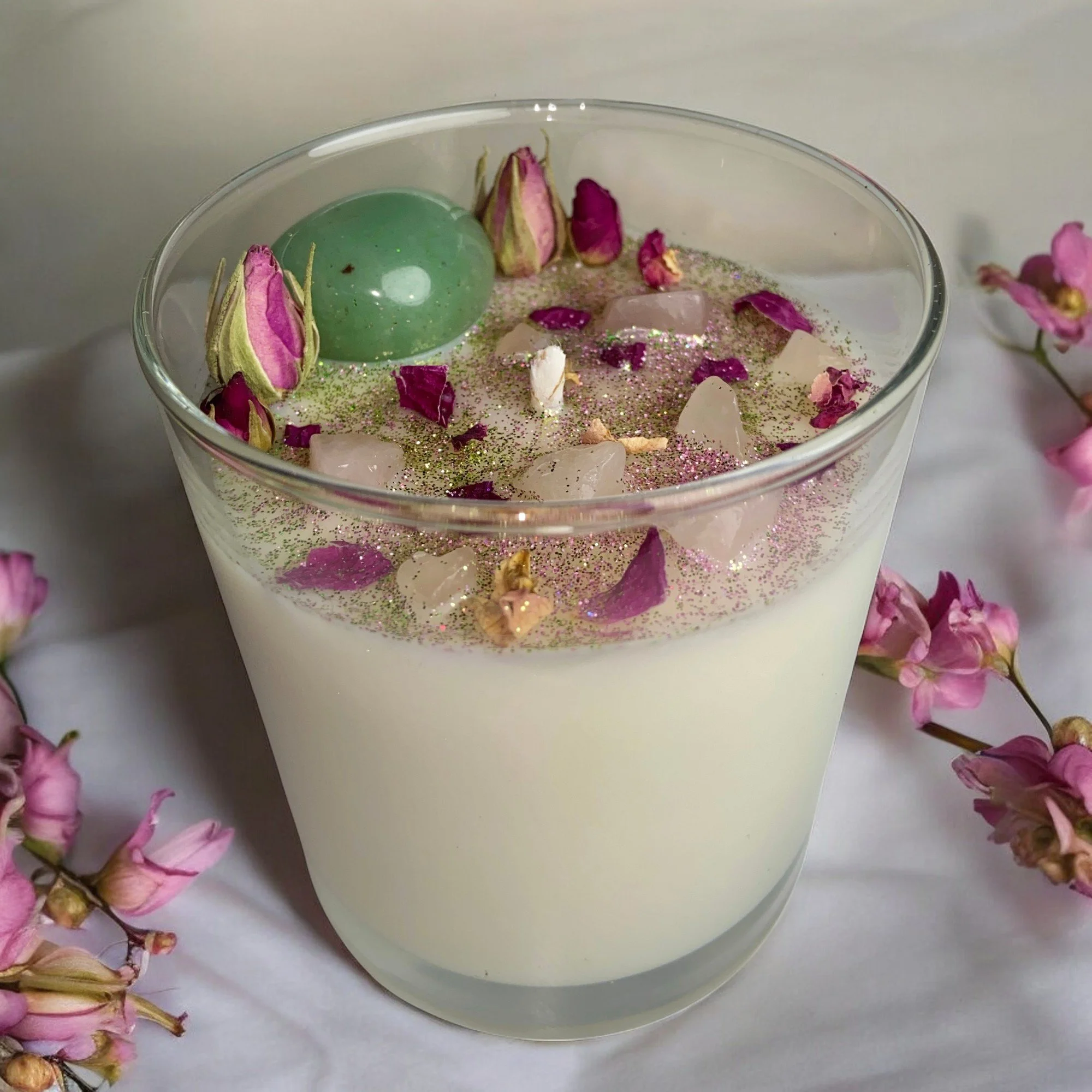 Gemstone manifestation candles