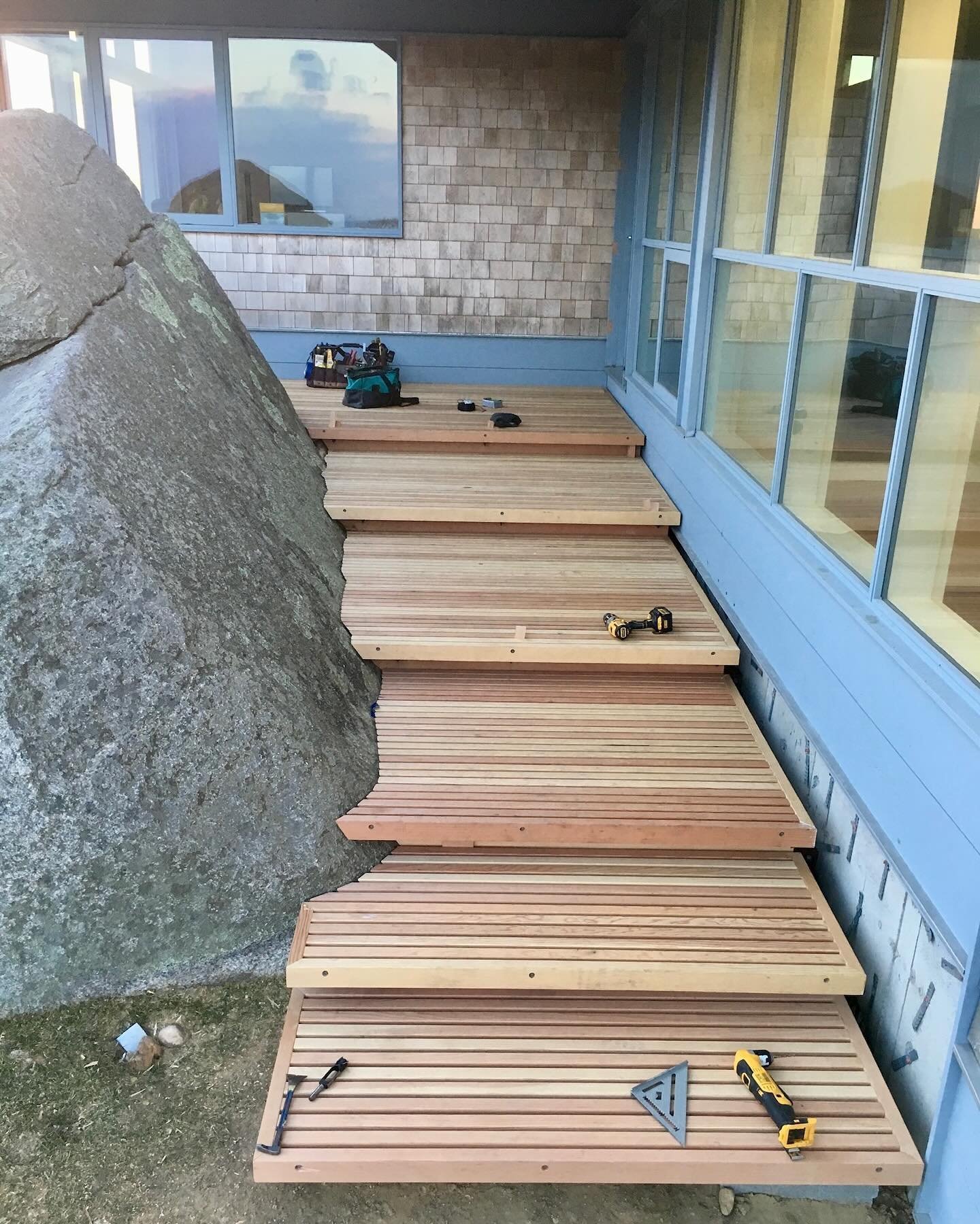 Unique deck and outdoor shower for this fully remodeled hilltop home with stunning water views.
#bostoncarpentry #homedesignideas