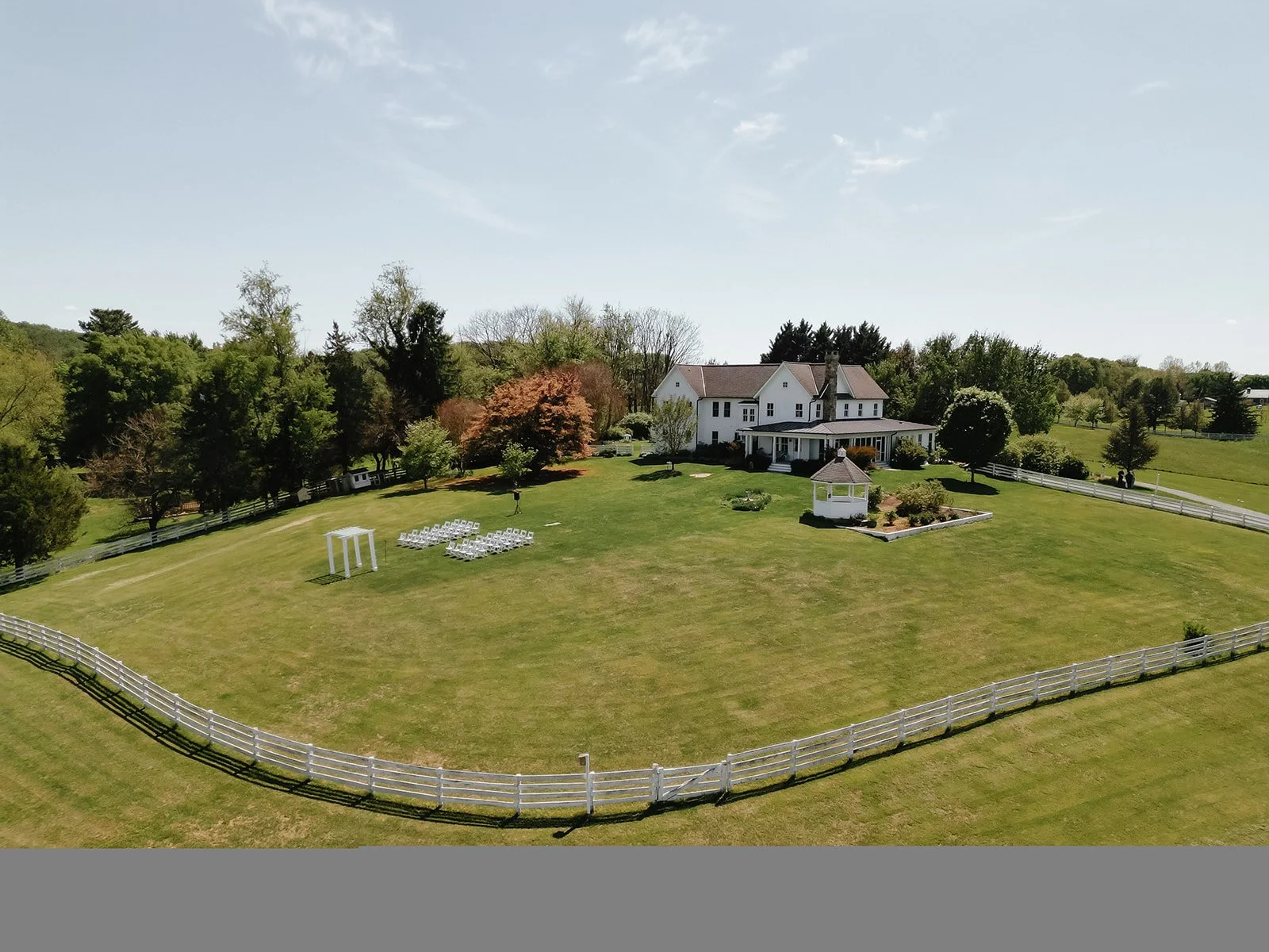 Blue Hill Farm farmhouse and rolling hills wedding venue view