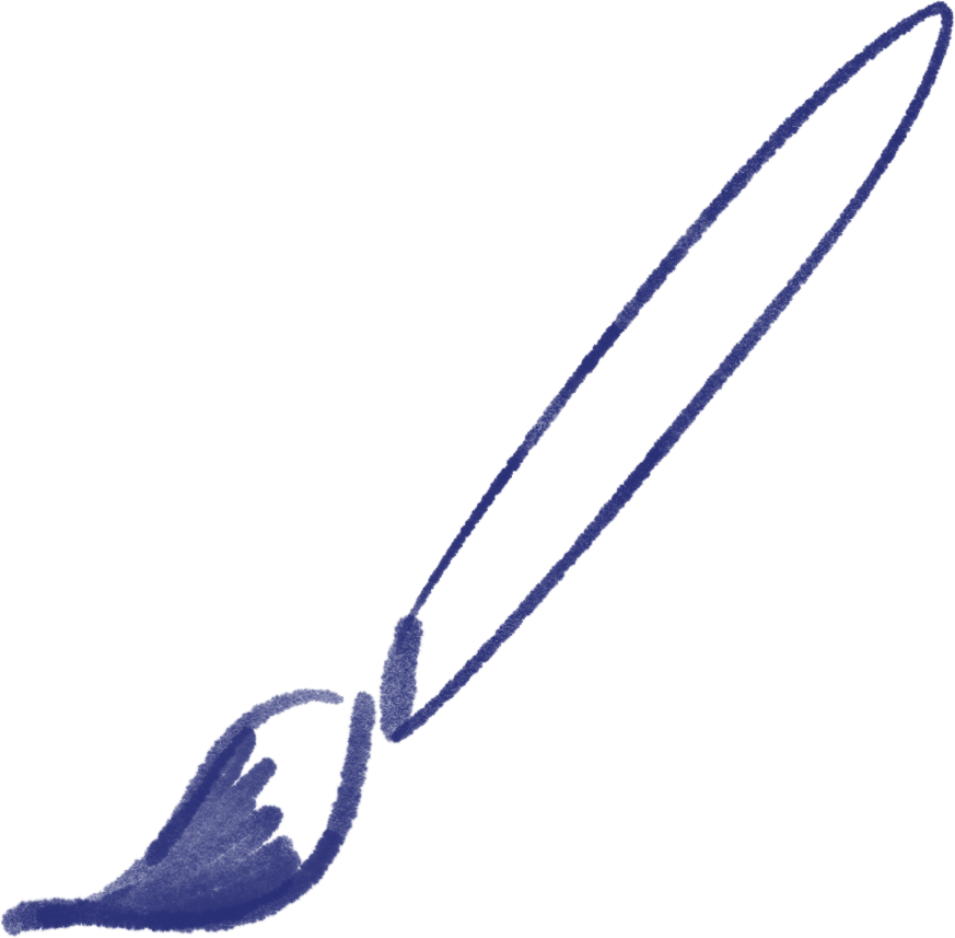 Outline of a hand holding a fountain pen.