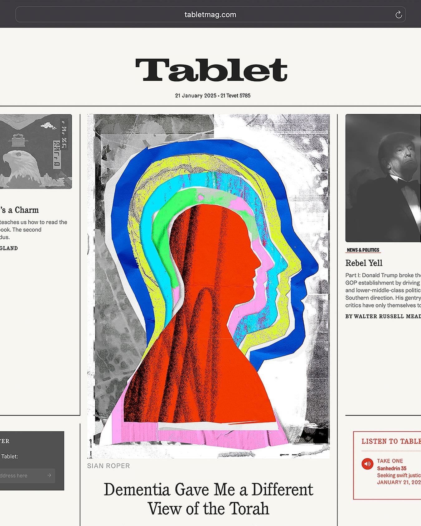 new art for @tabletmag to sit alongside David Talmor&rsquo;s words on dementia and reading the Torah. Thanks to Esther for this one ✨

#artist #artwork #digitalartist #collageartist #editorialartist #editorialillustration #commercialartist #illustrat