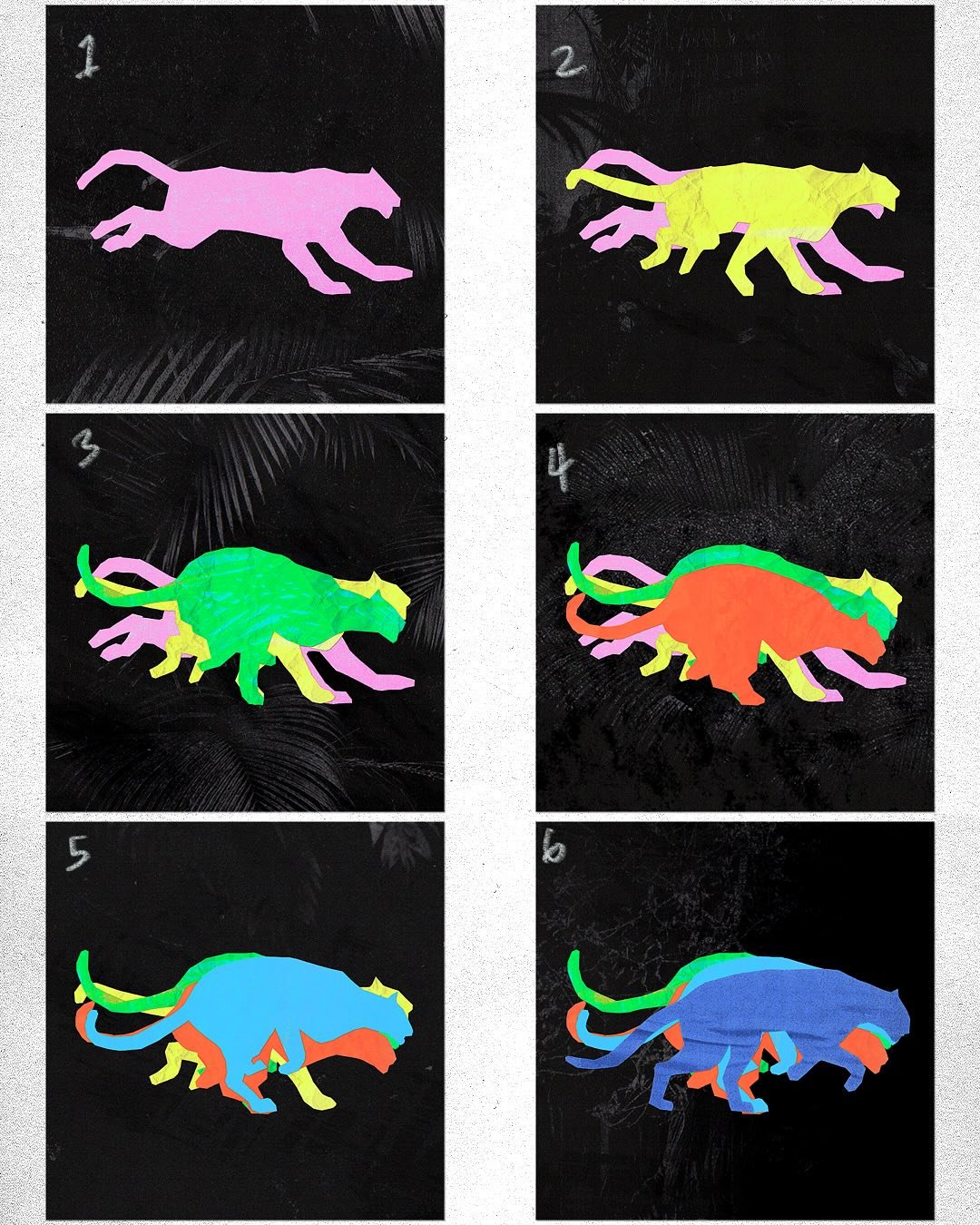 jungle cat contact sheet 🎞️

#artprocess #animationframes #digitalart #photoshop #animator #artistsoninstagram #editorial #editorialart #collageart #animatedcollage