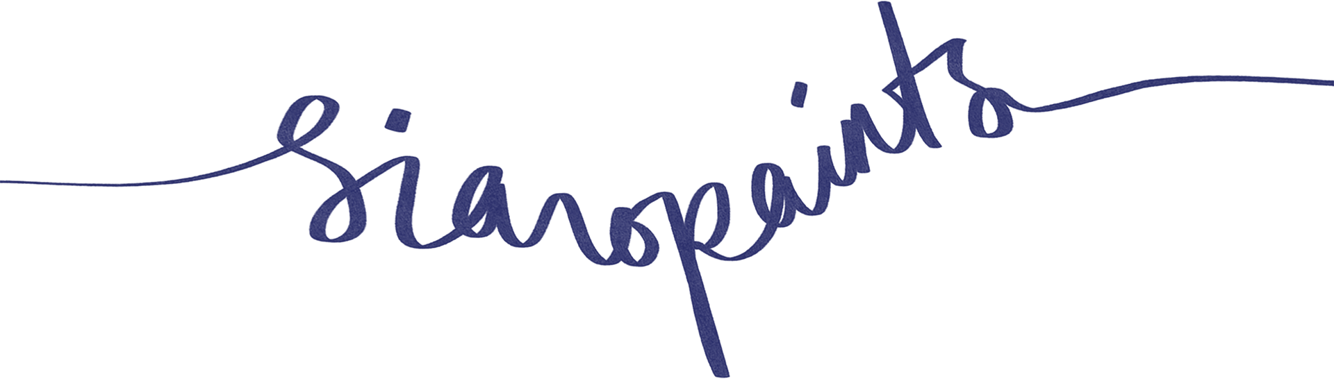Stylized cursive text in dark blue on a transparent background.