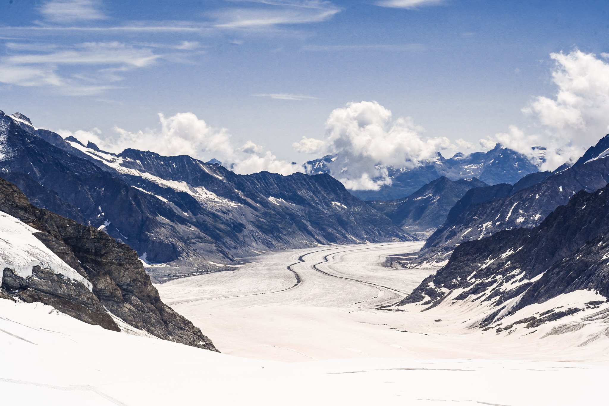 The largest glacier in the alps, the great Aletsch Gletscher viewed from the Jungfraujoch (3400 m.a.s.l.)