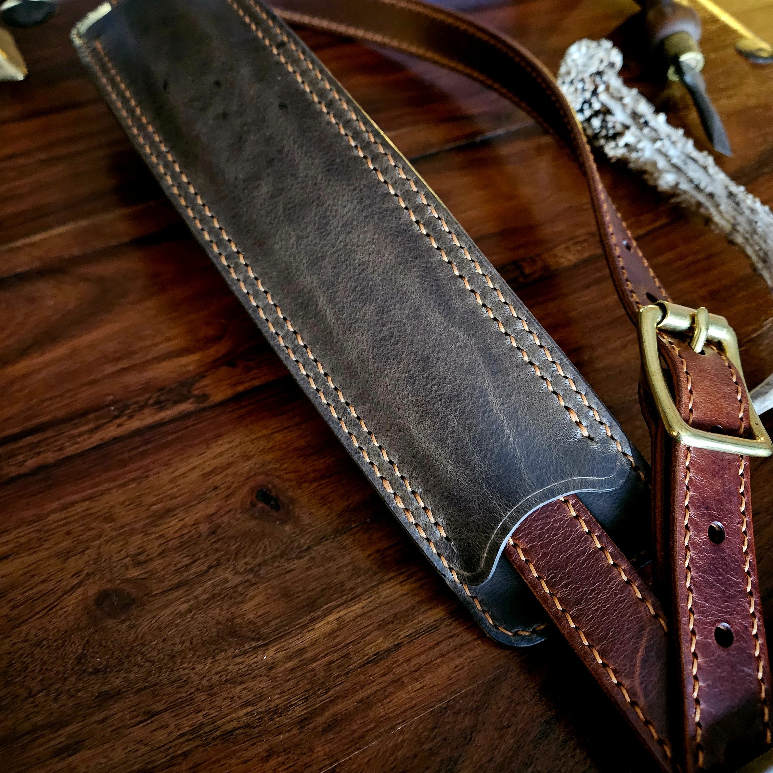 Hand made, hand stitched leather guitar strap. Highest quality UK sourced leather. Made to measure. Unique shoulder pad design.