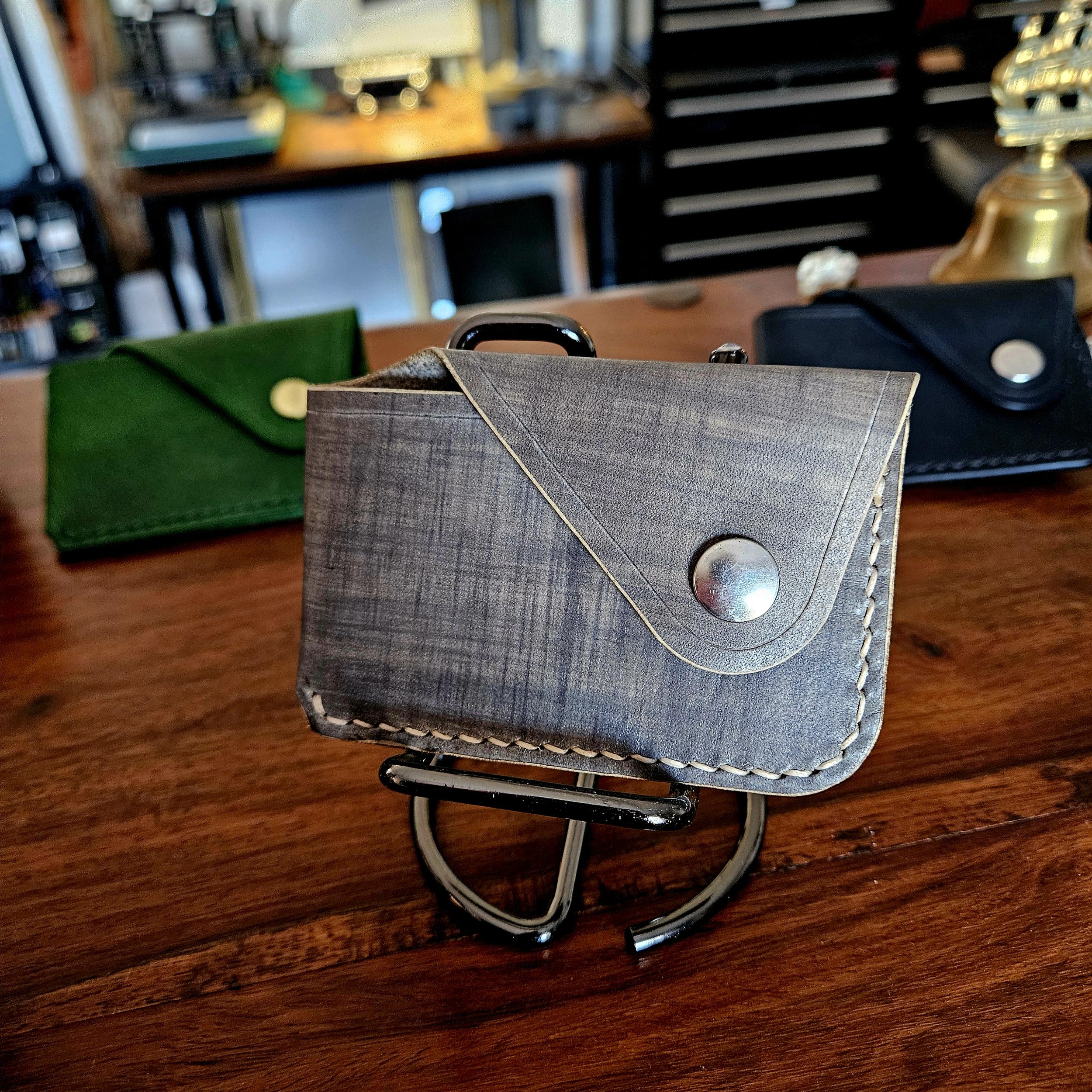Hand stitched leather minimalist card wallet.