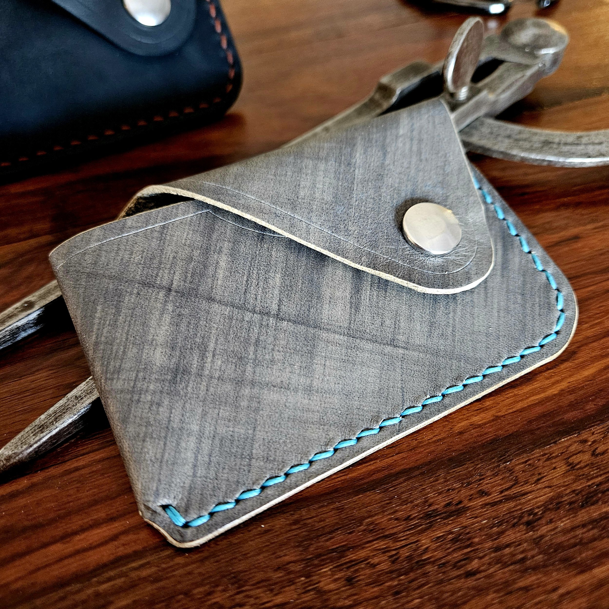 Hand stitched leather minimalist card wallet.