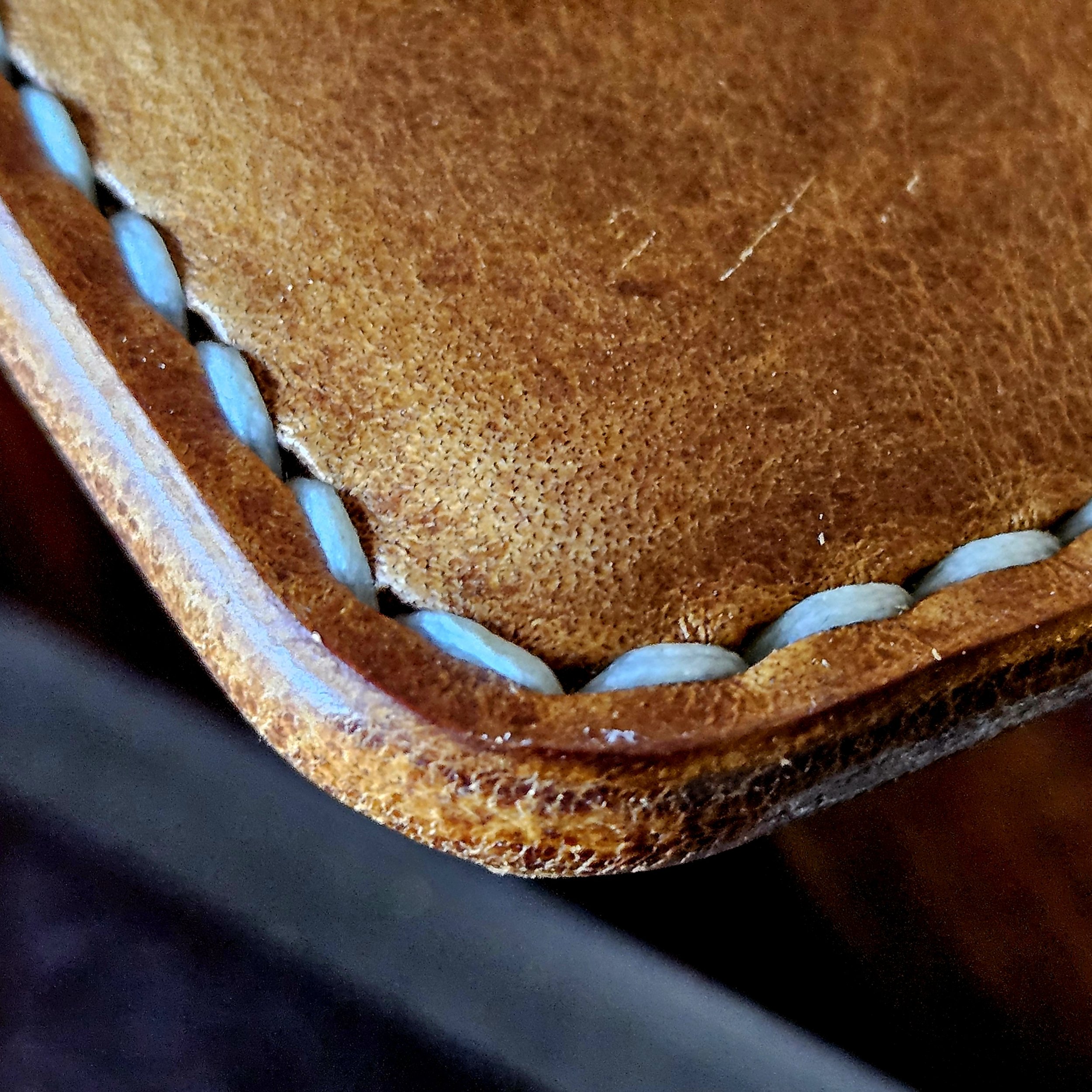 Handmade vegetable tanned leather tobacco pouch. Hand stitched. Unique.