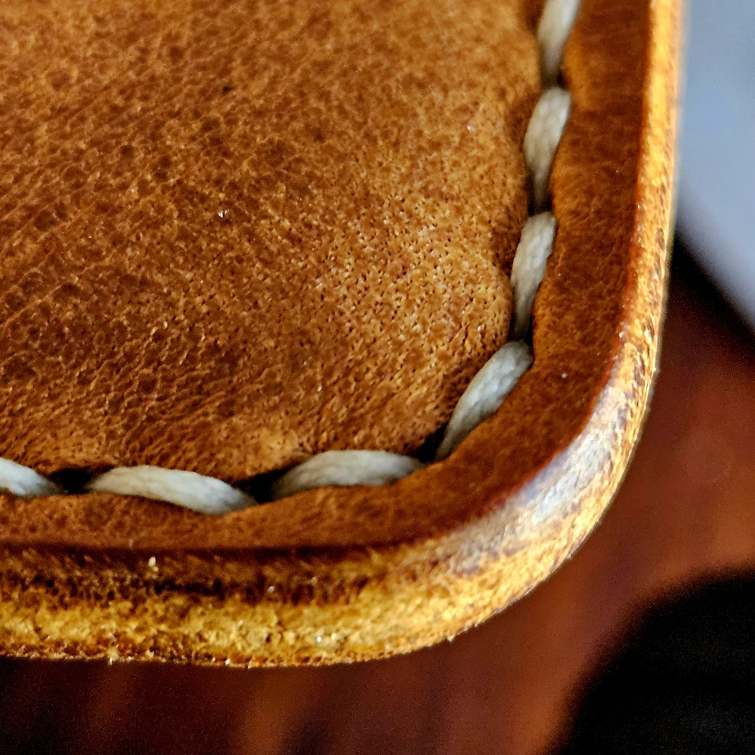 Handmade vegetable tanned leather tobacco pouch. Hand stitched. Unique.