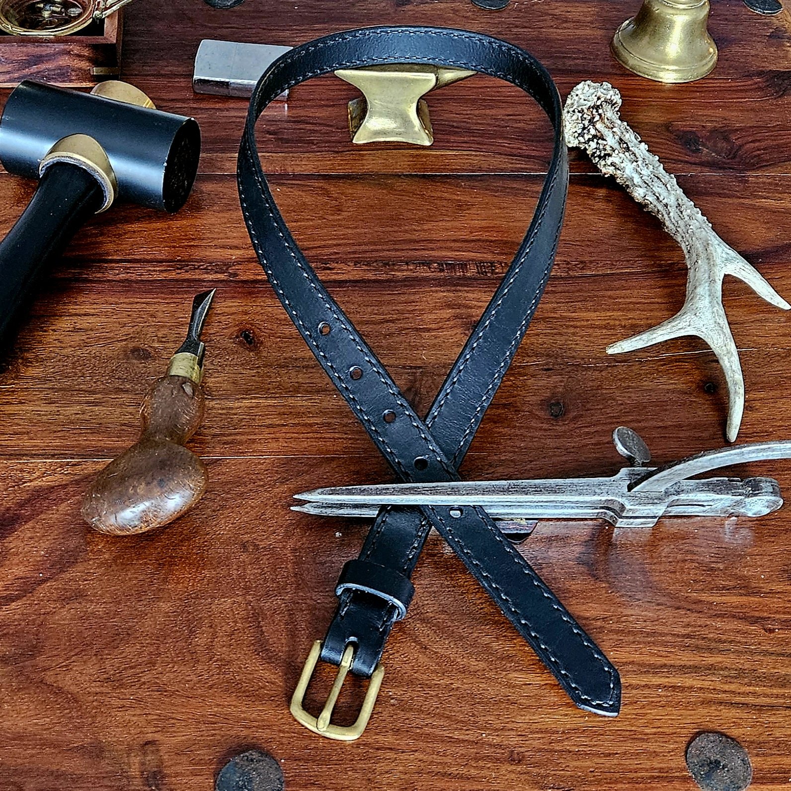 Handmade vegetable tanned leather belt. Made to measure. Hand stitched. Unique. One of a kind. Made in UK.