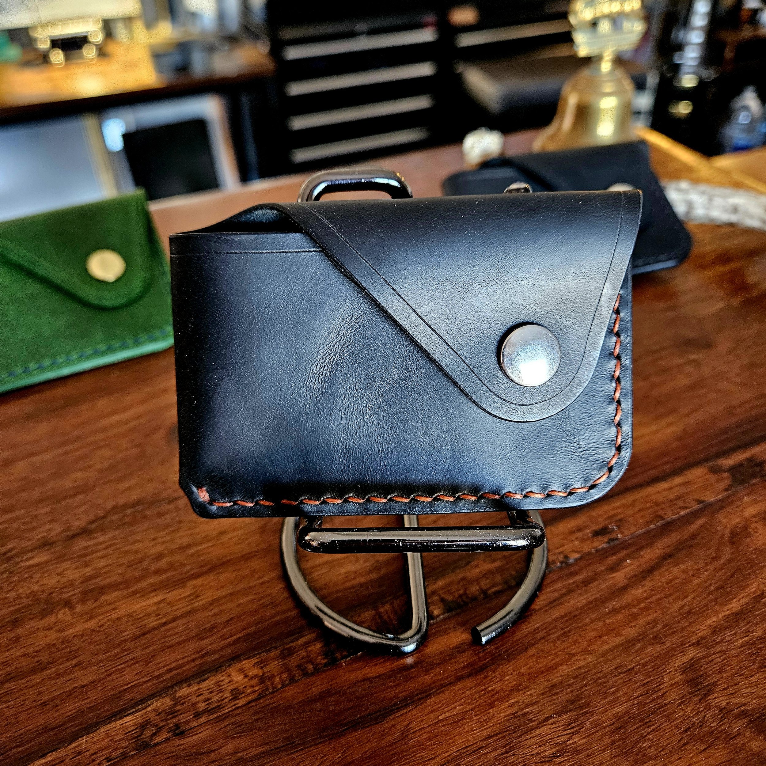 Hand stitched leather minimalist card wallet.