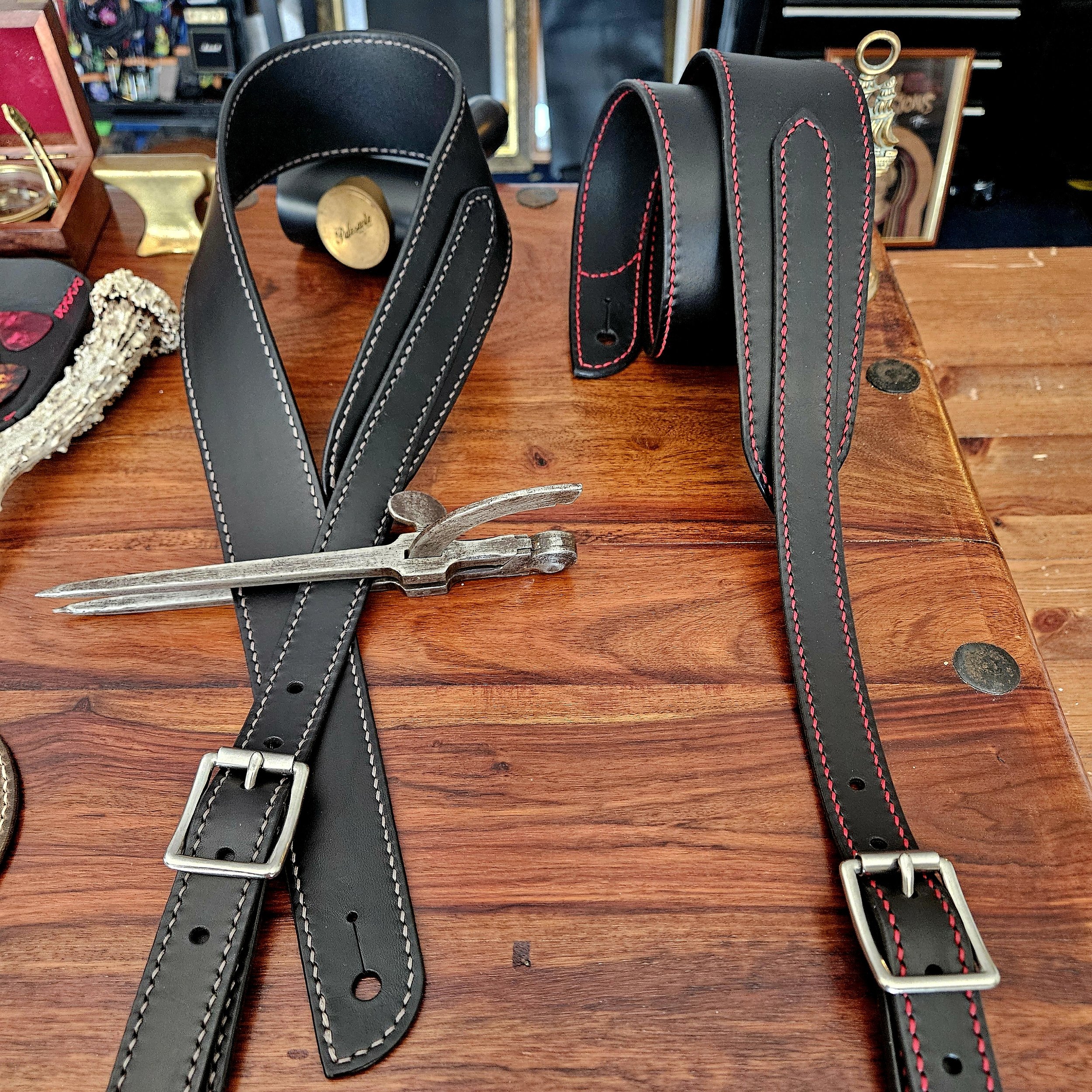 Hand made, hand stitched leather guitar strap. Highest quality UK sourced leather. Made to measure.