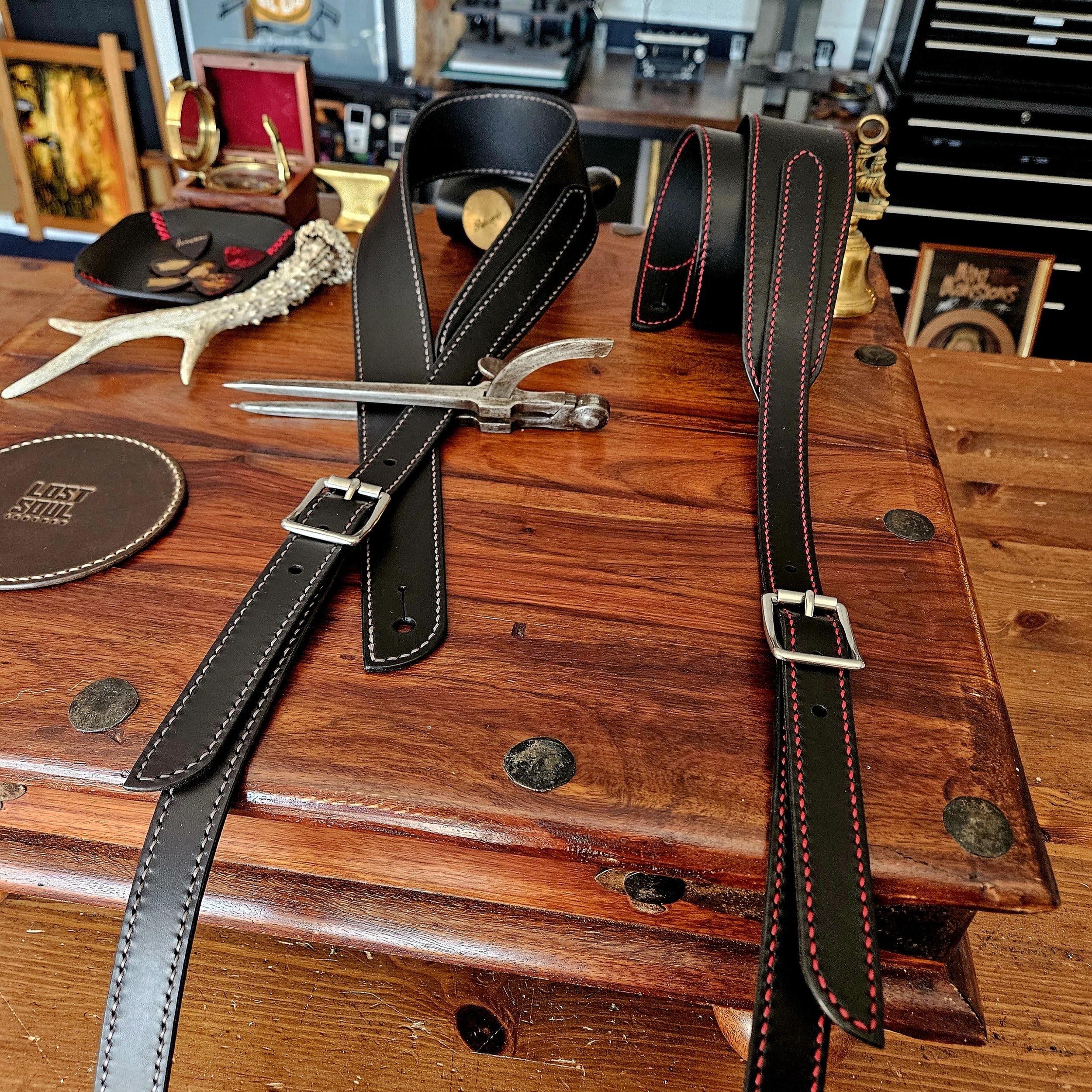 Hand made, hand stitched leather guitar strap. Highest quality UK sourced leather. Made to measure.