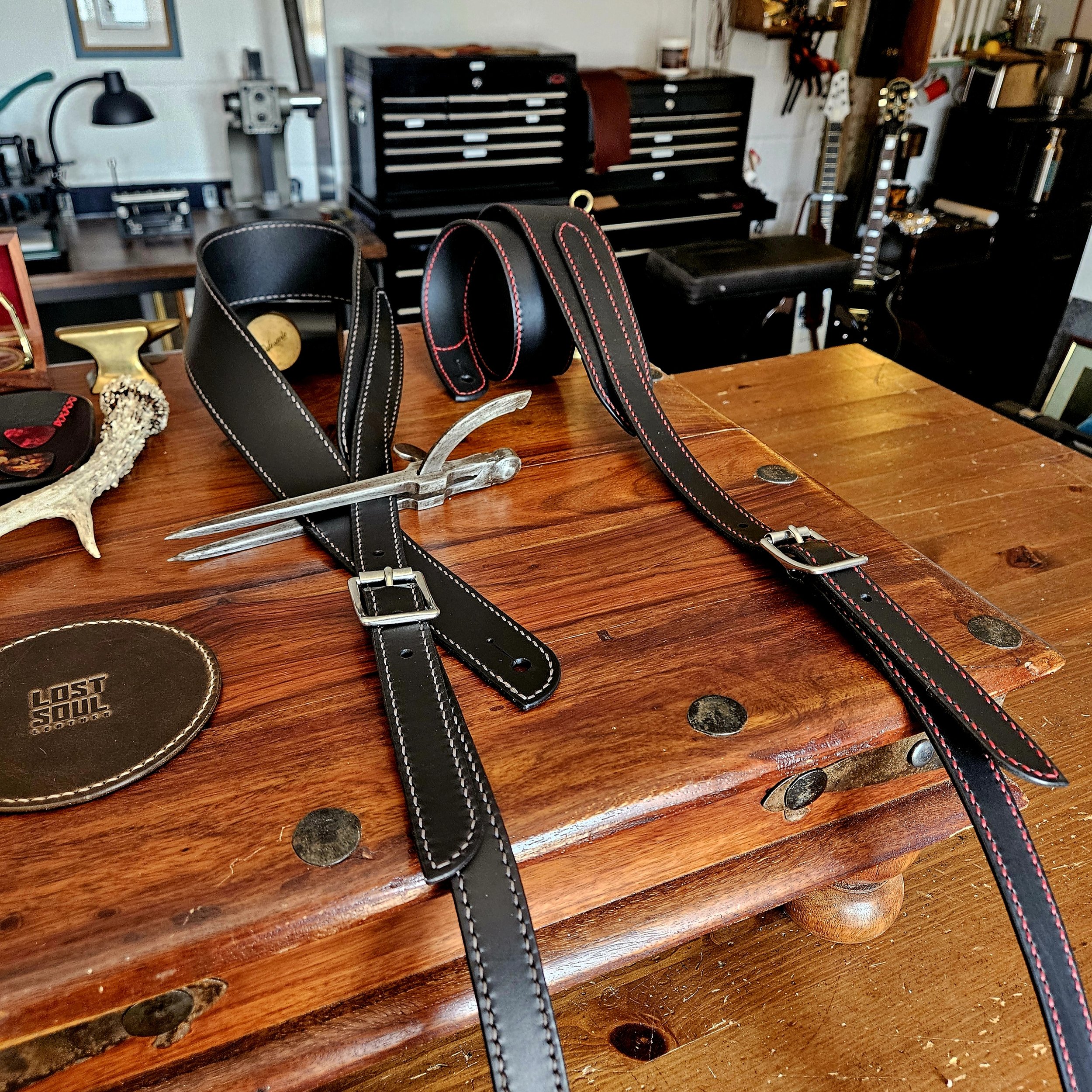 Hand made, hand stitched leather guitar strap. Highest quality UK sourced leather. Made to measure.