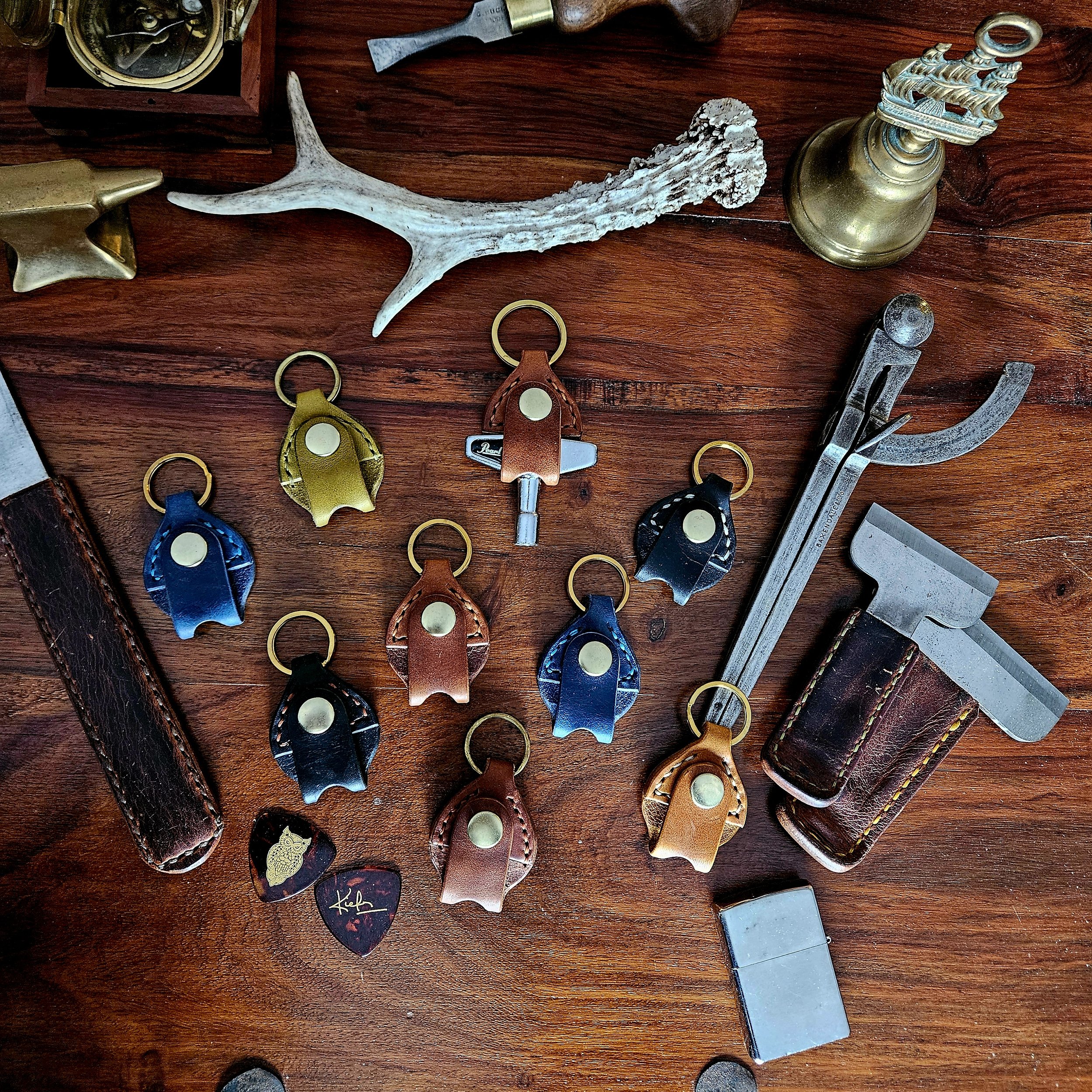 Drum key fob. Drummers accessory. Leather. Vegetable tanned leather. Solid brass fittings. Hand stitched. Unique.